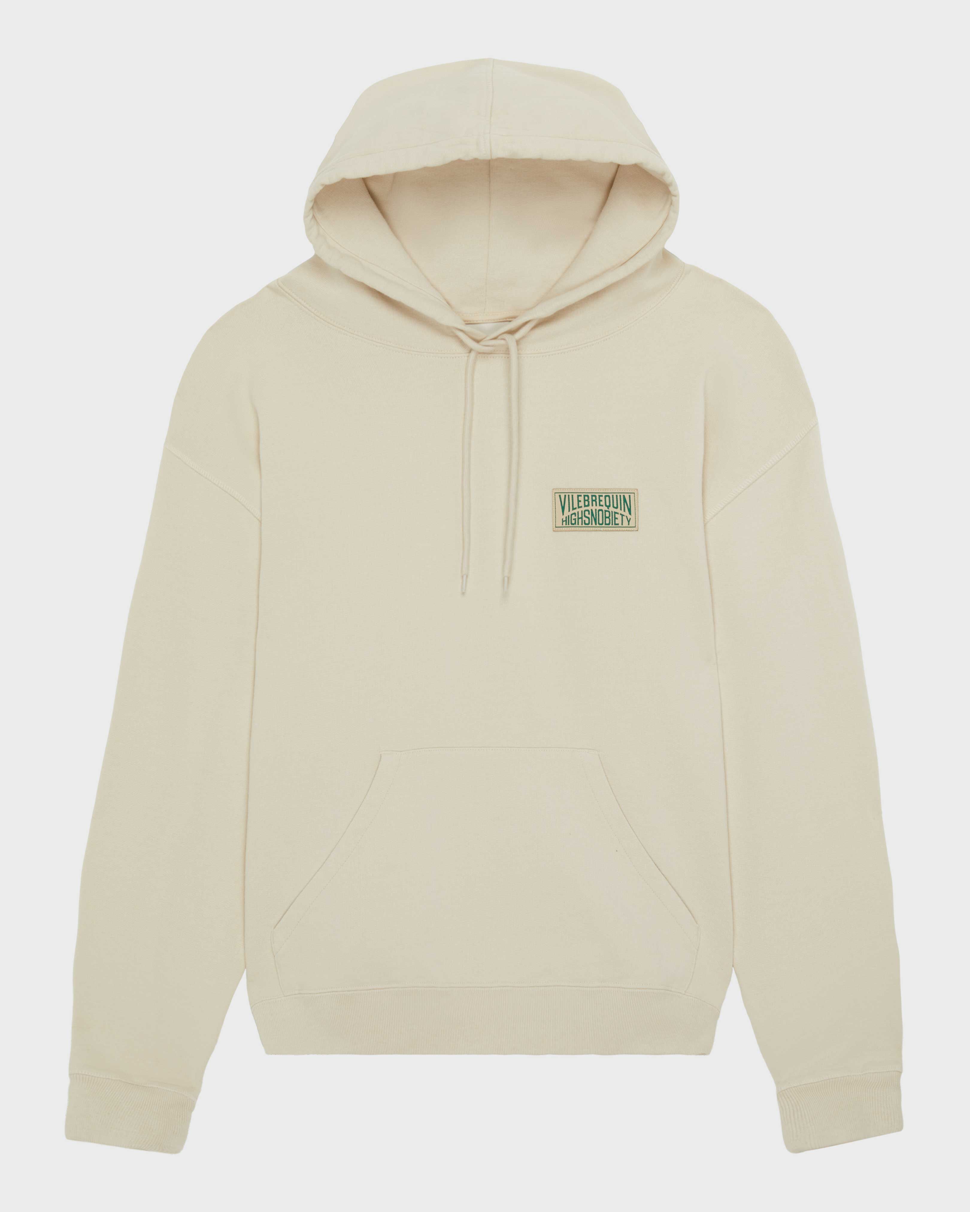 Men Cotton Hoodie Sweatshirt Solid - Vilebrequin x Highsnobiety TOFU front view