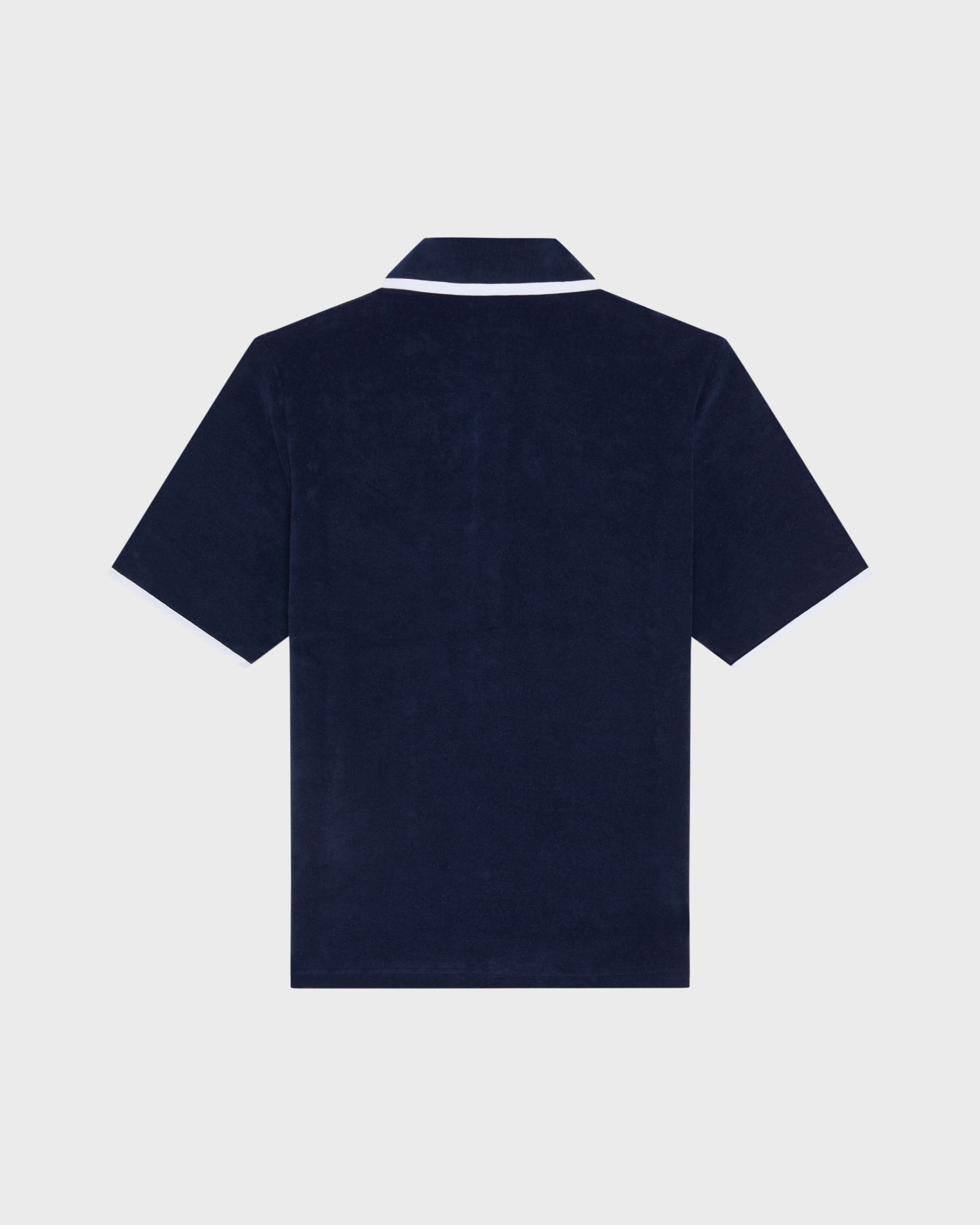 Women Terry Polo Solid NAVY back view