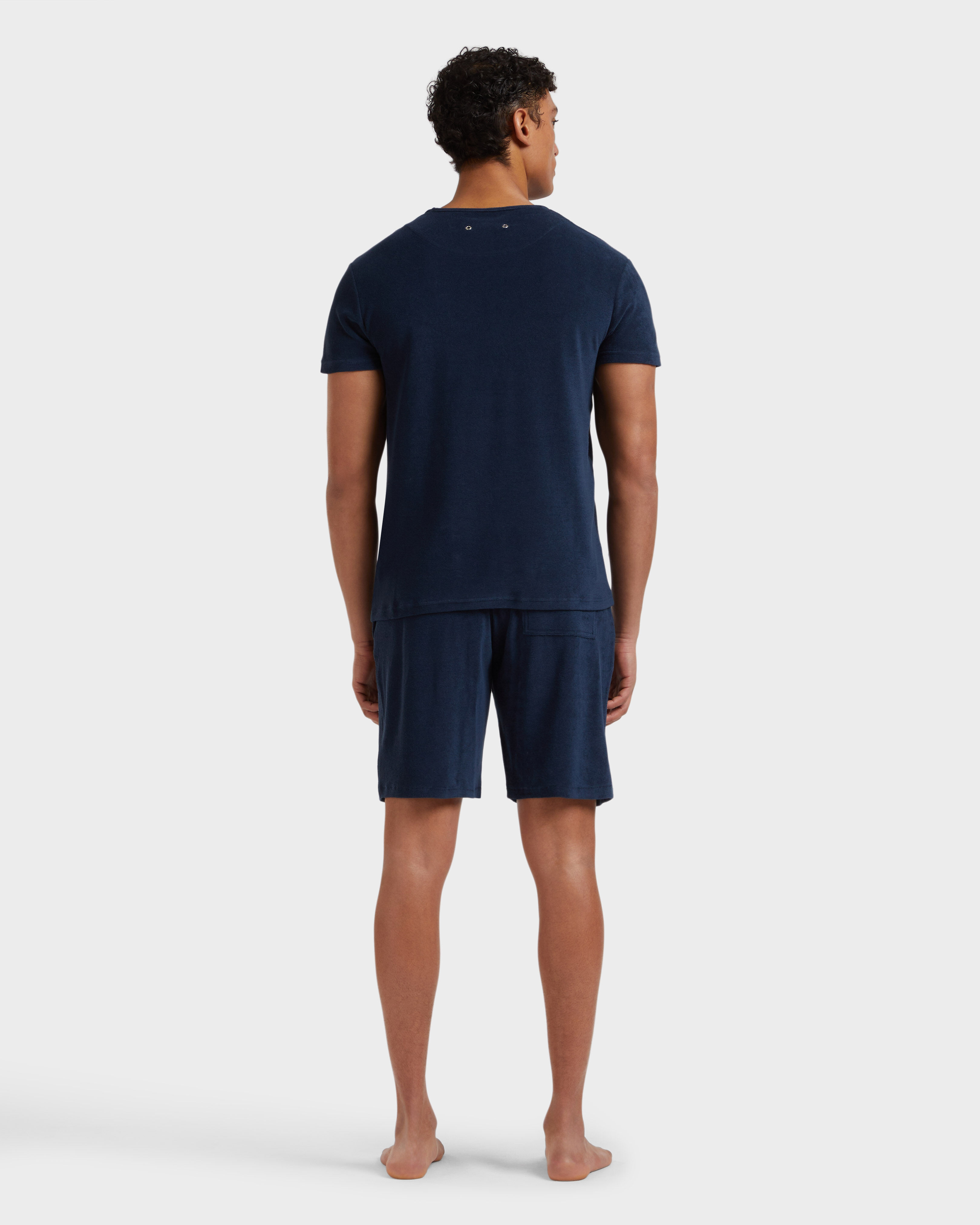 Terry T-Shirt Solid NAVY backworn view