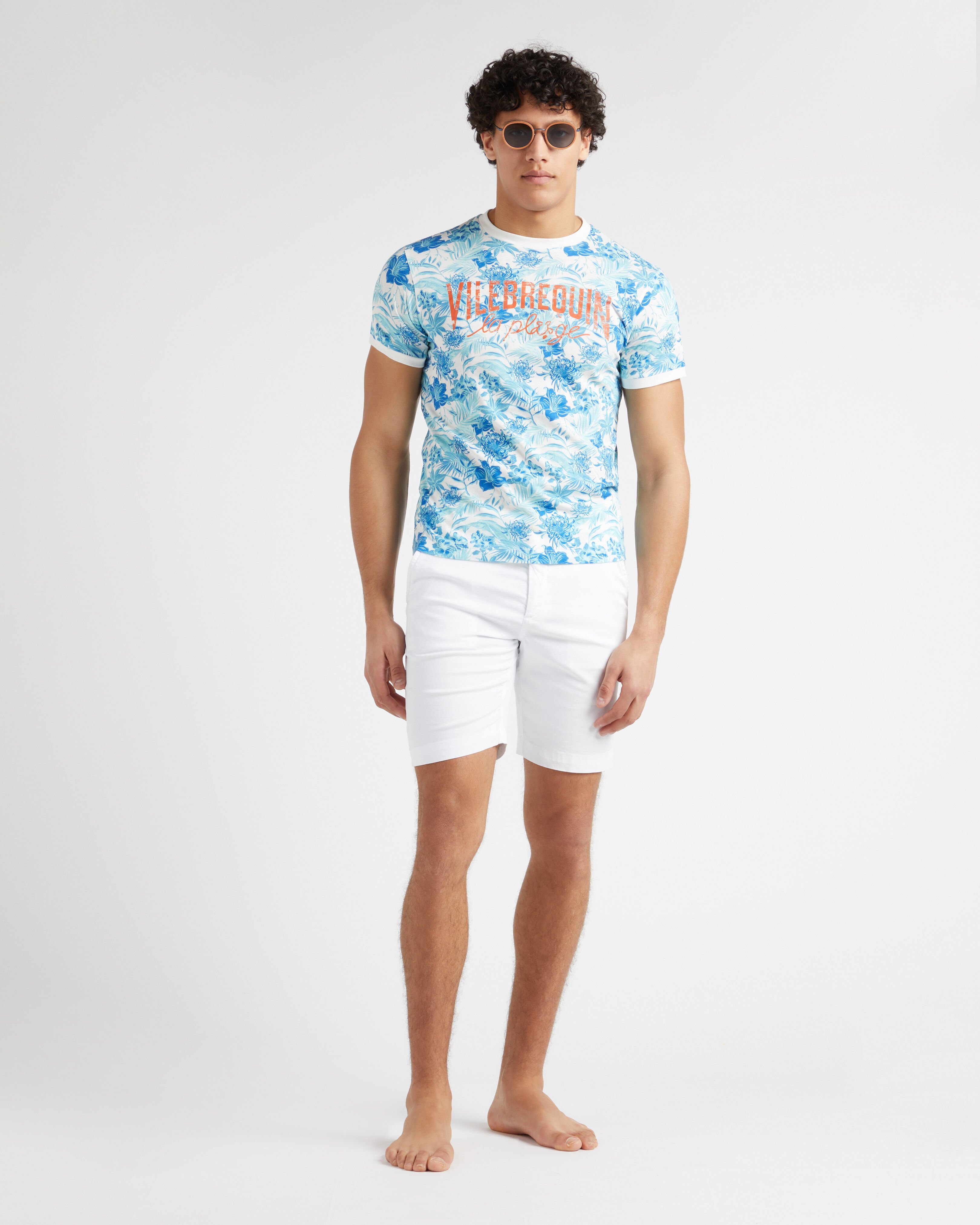 Men Tencel Satin Bermuda Shorts Solid WHITE supp1 view