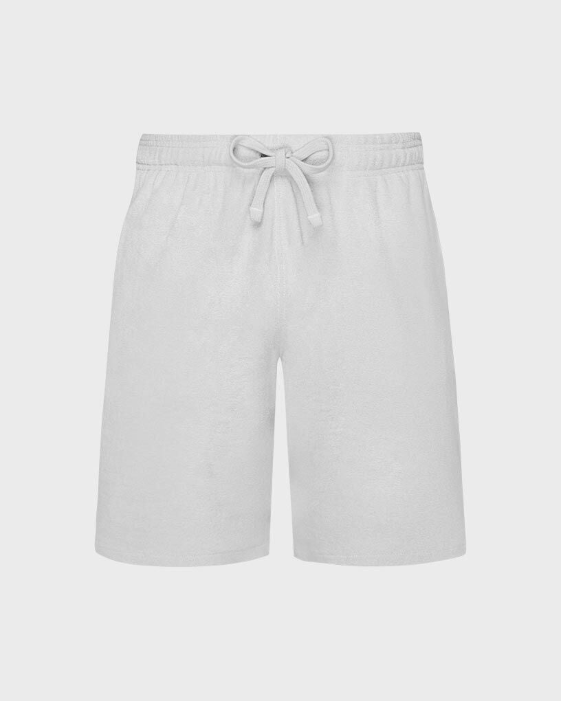 Terry Bermuda Shorts Solid WHITE front view