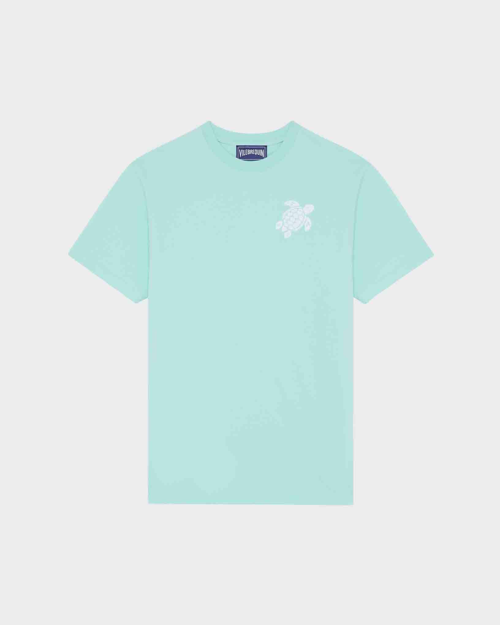 Men Organic Cotton T-shirt Big Turtle Embroidery CARIBBEAN front view