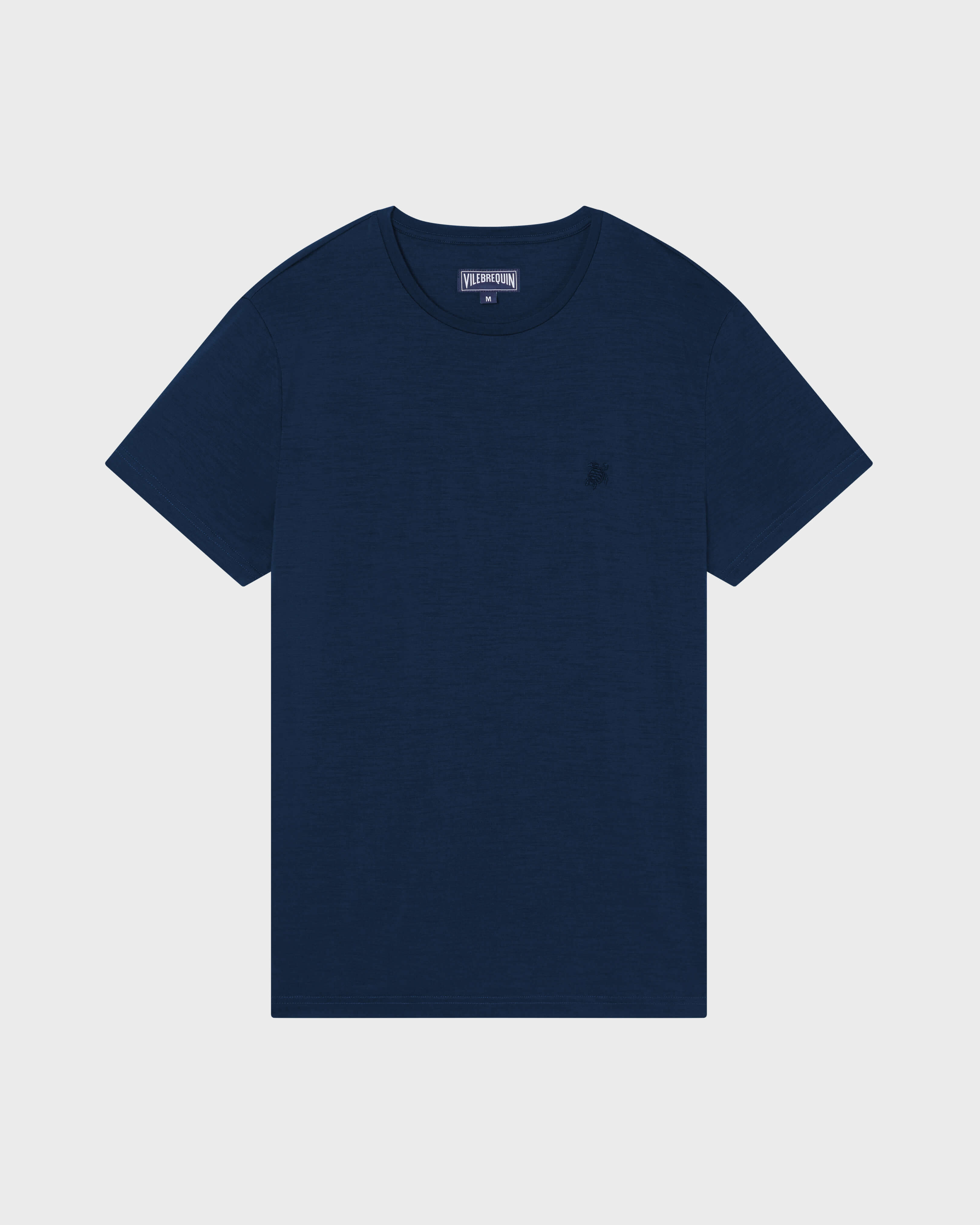 Solid Woll-T-Shirt für Herren MARINEBLAU front view