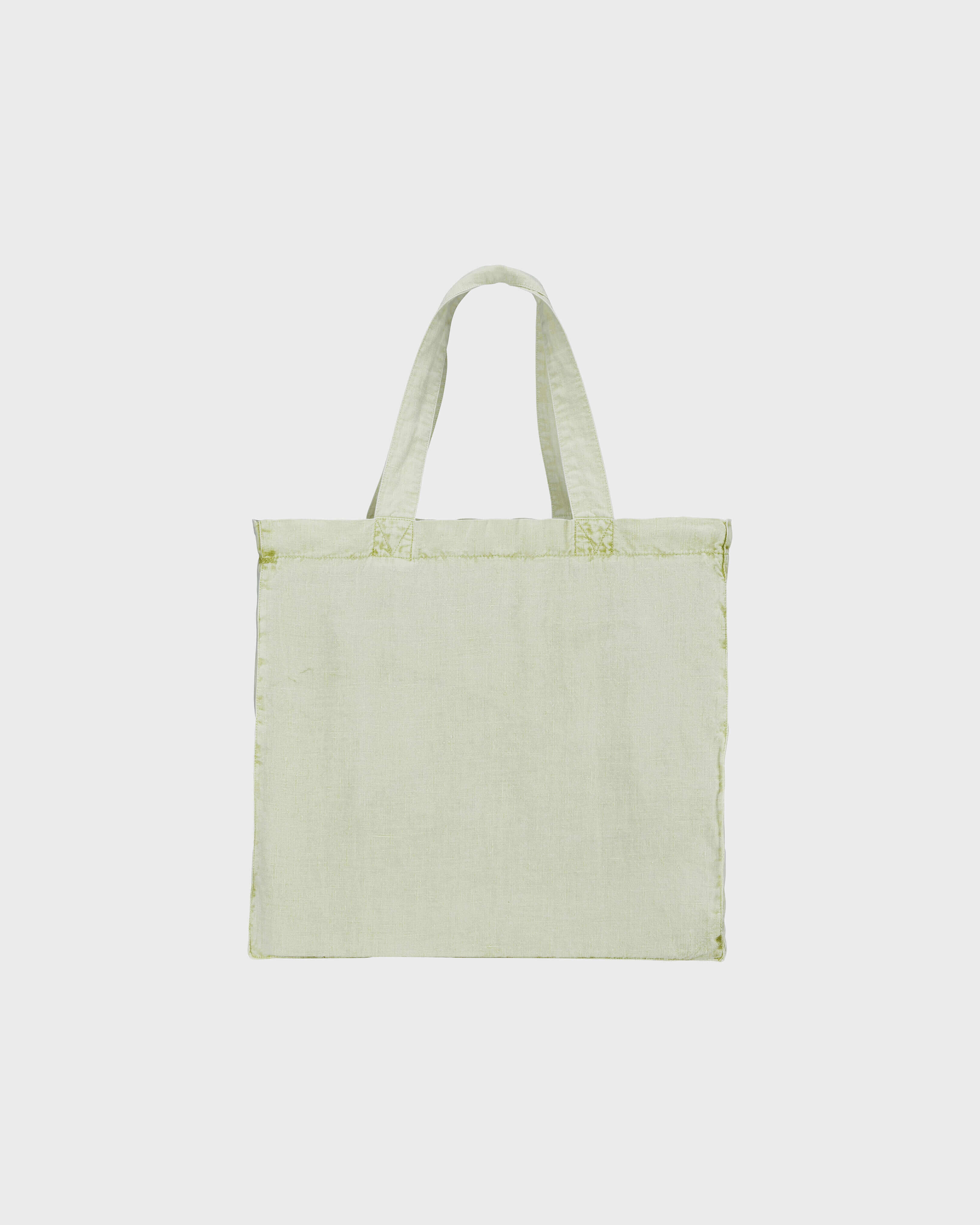 Linen Beach Bag Bag Mineral Dye LEMONGRASS back view