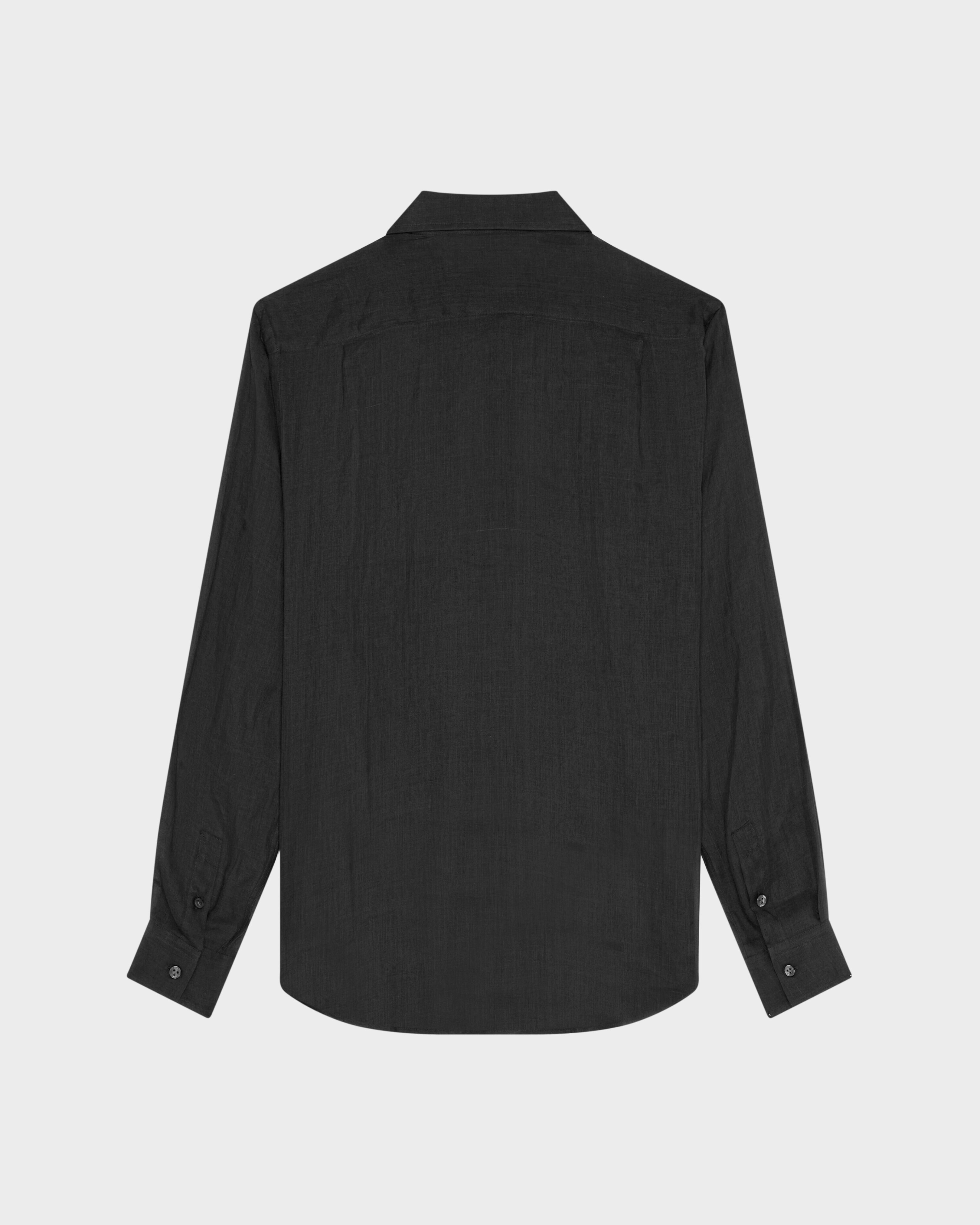 Camisa de ramio de color liso para hombre NEGRO back view