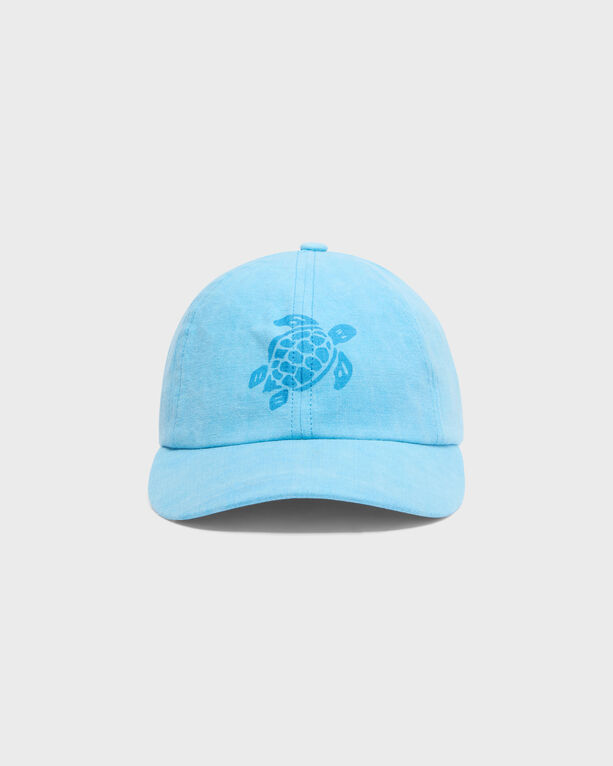 Vilebrequin Linen Mineral Dye Cap Turtle In Blue