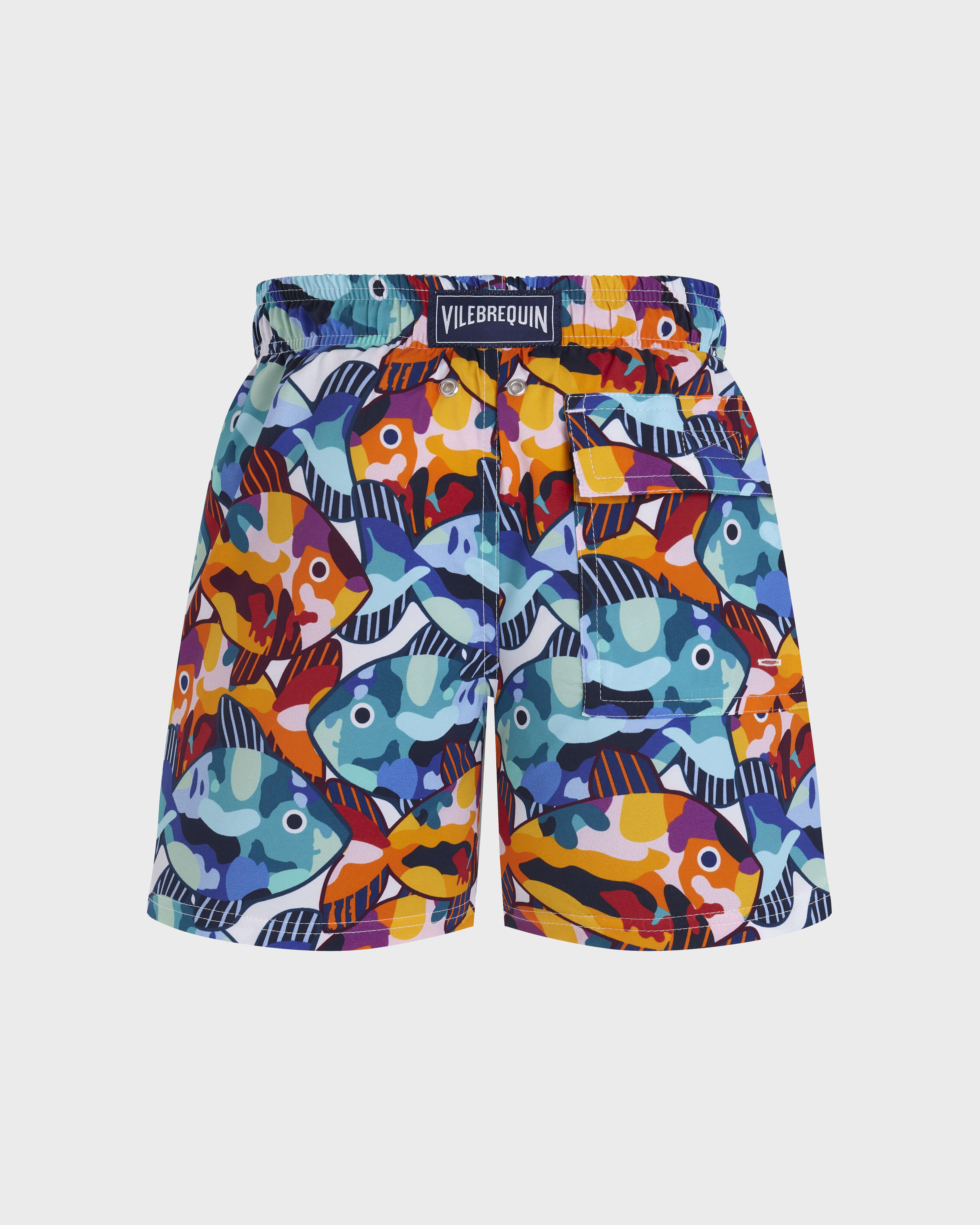 Boys Stretch Swim Shorts Pacu WHITE back view