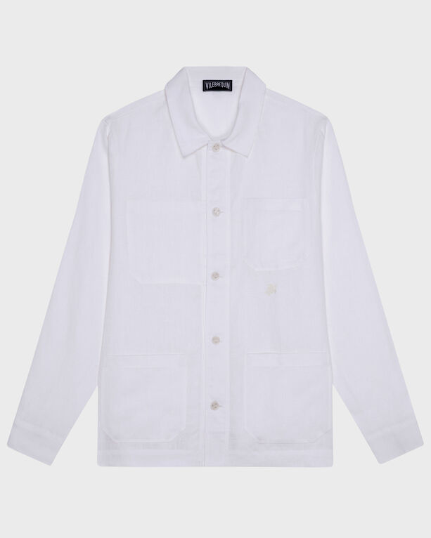 Vilebrequin – Herren-leinen-overshirt Uni – Jacke – Corentin – Weiss – Größe XXL