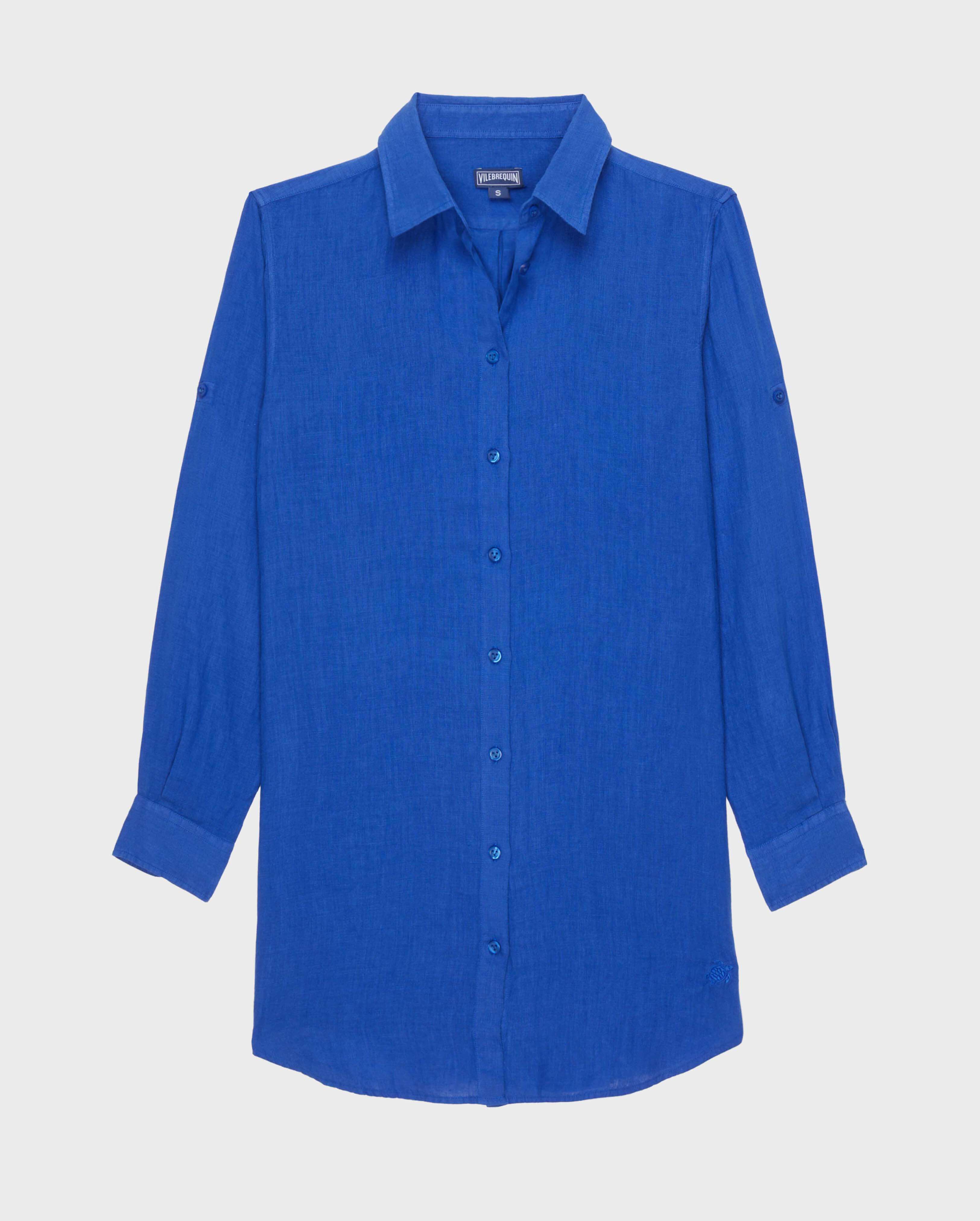 Women Linen Shirt Dress Solid MARRAKECH front view