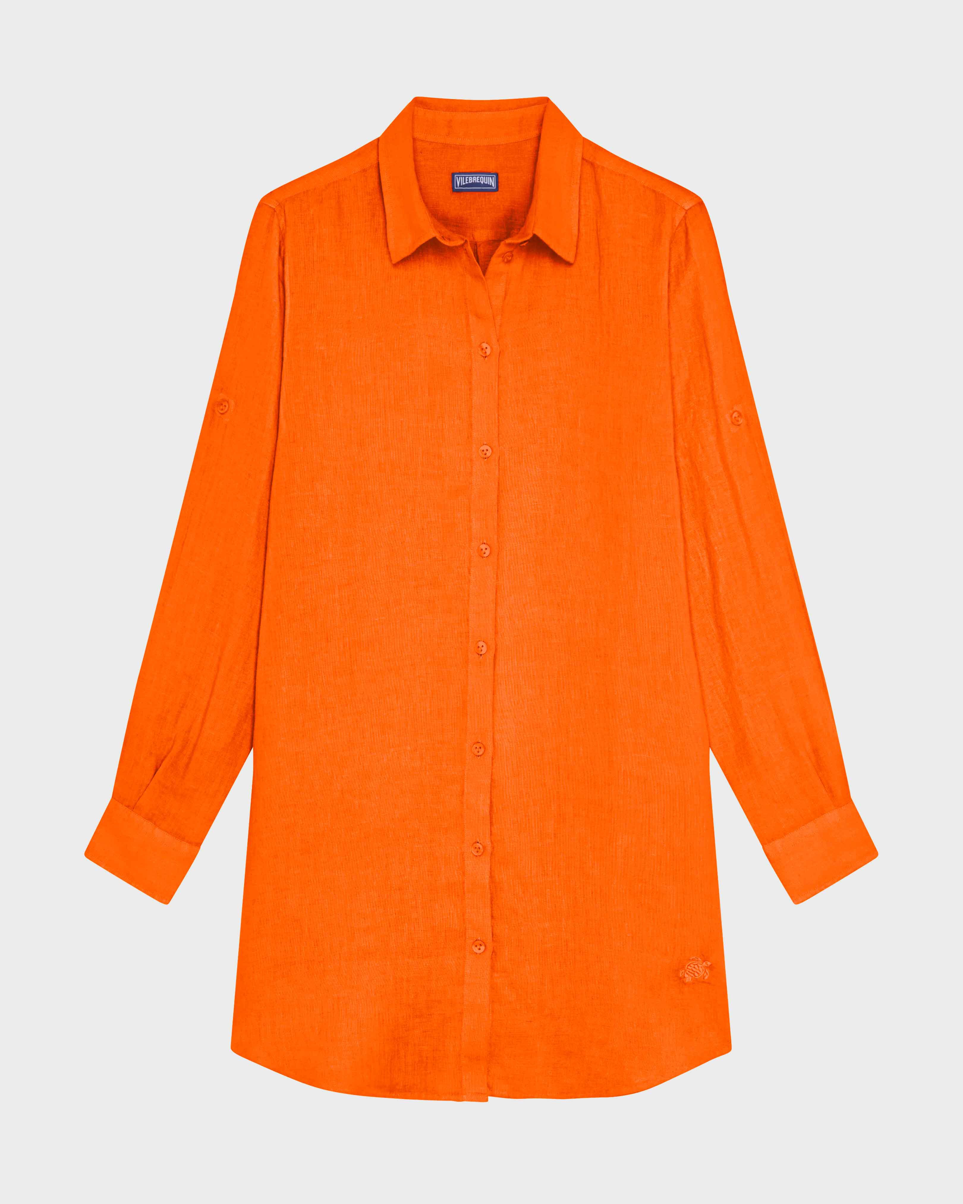 Women Shirt Dress Solid APRICOT front view