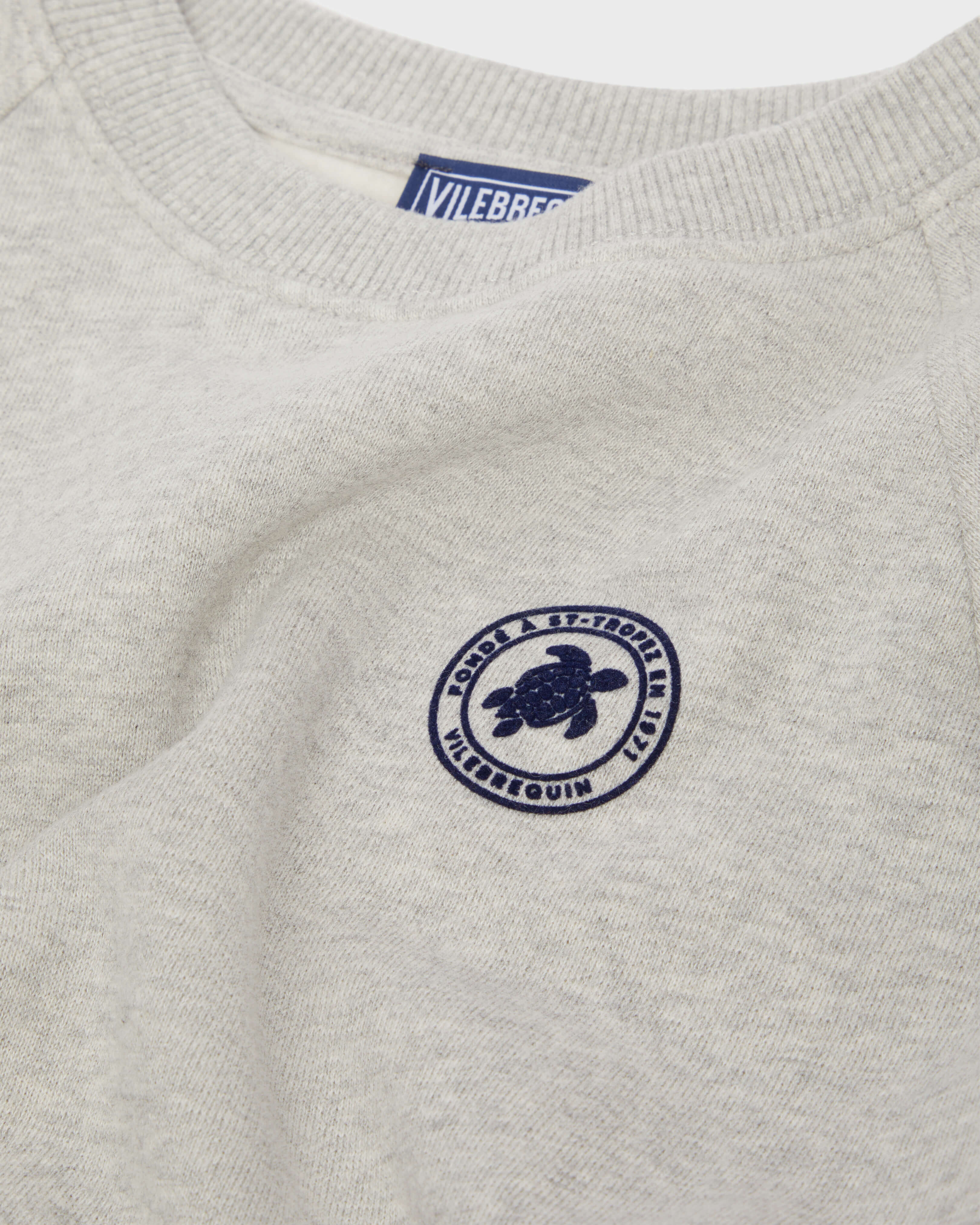 Boys Crewneck Cotton Sweatshirt Rubber Logo HEATHER GREY look1 view