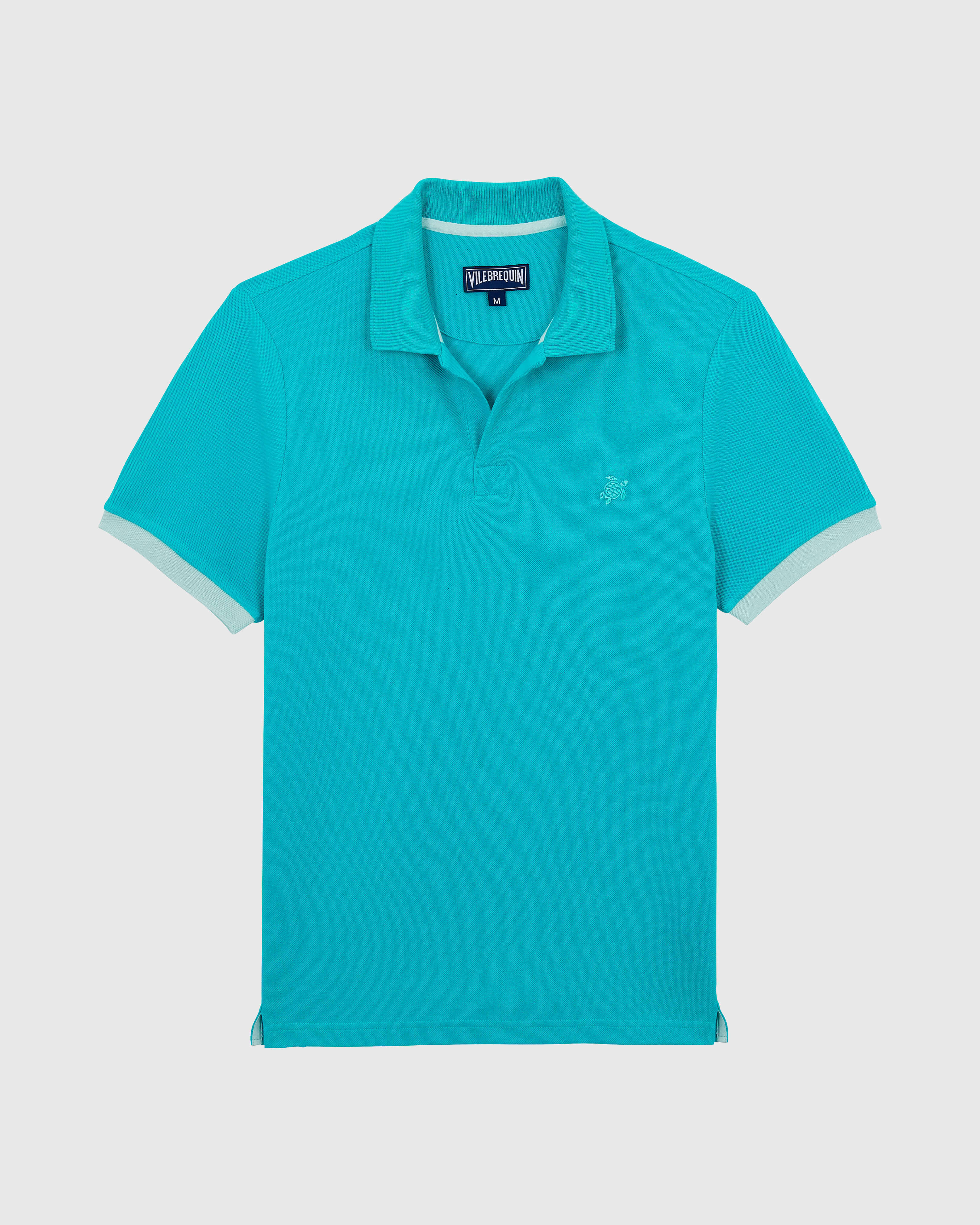 Men Organic Cotton Pique Polo Shirt Solid DISCO GREEN front view