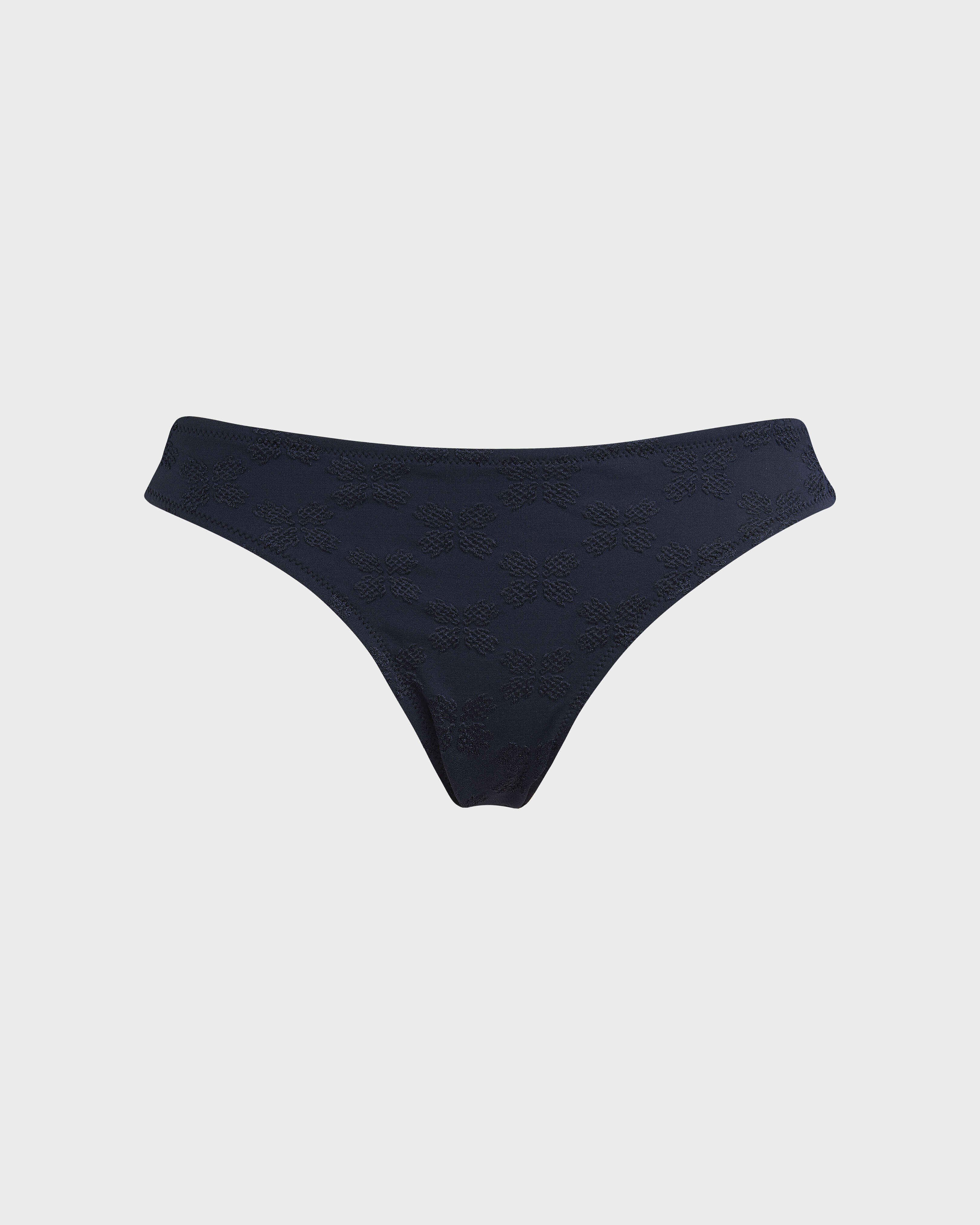Women Midi Brief Bikini Bottom Turtles Monogram NAVY front view