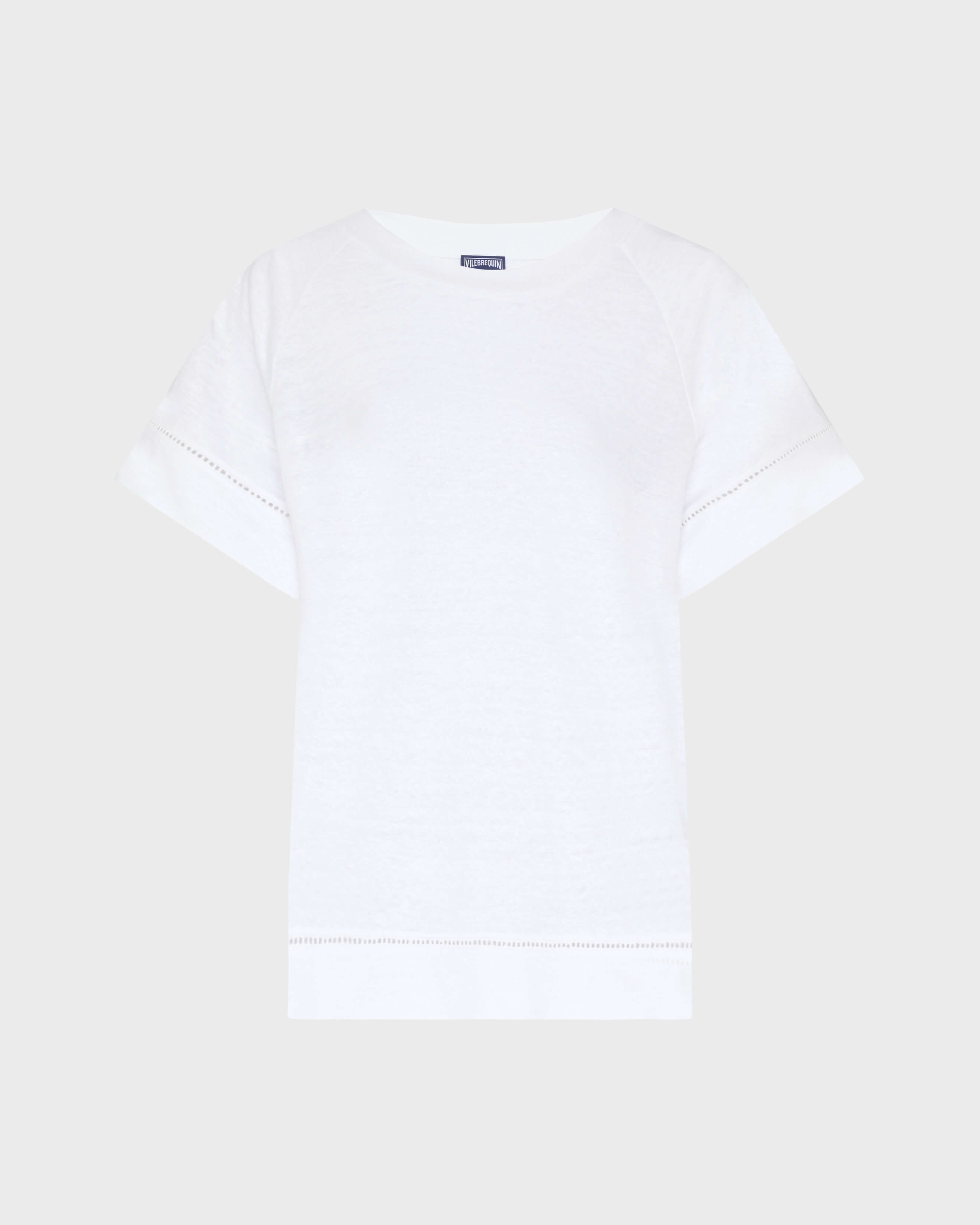 T-shirt donna in lino tinta unita BIANCO front view