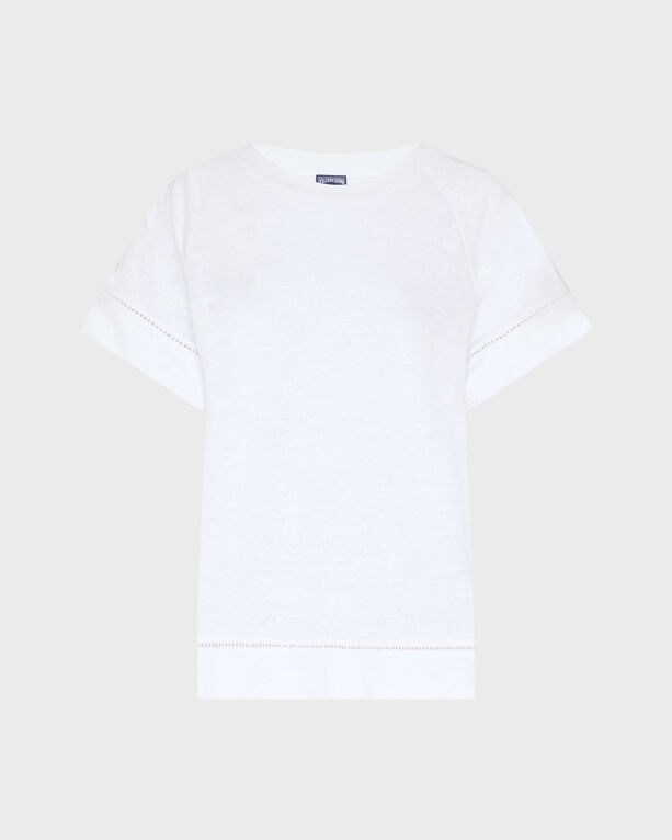 Vilebrequin - Women Linen T-shirt Solid - Tee Shirt - Tara - White - Size XS