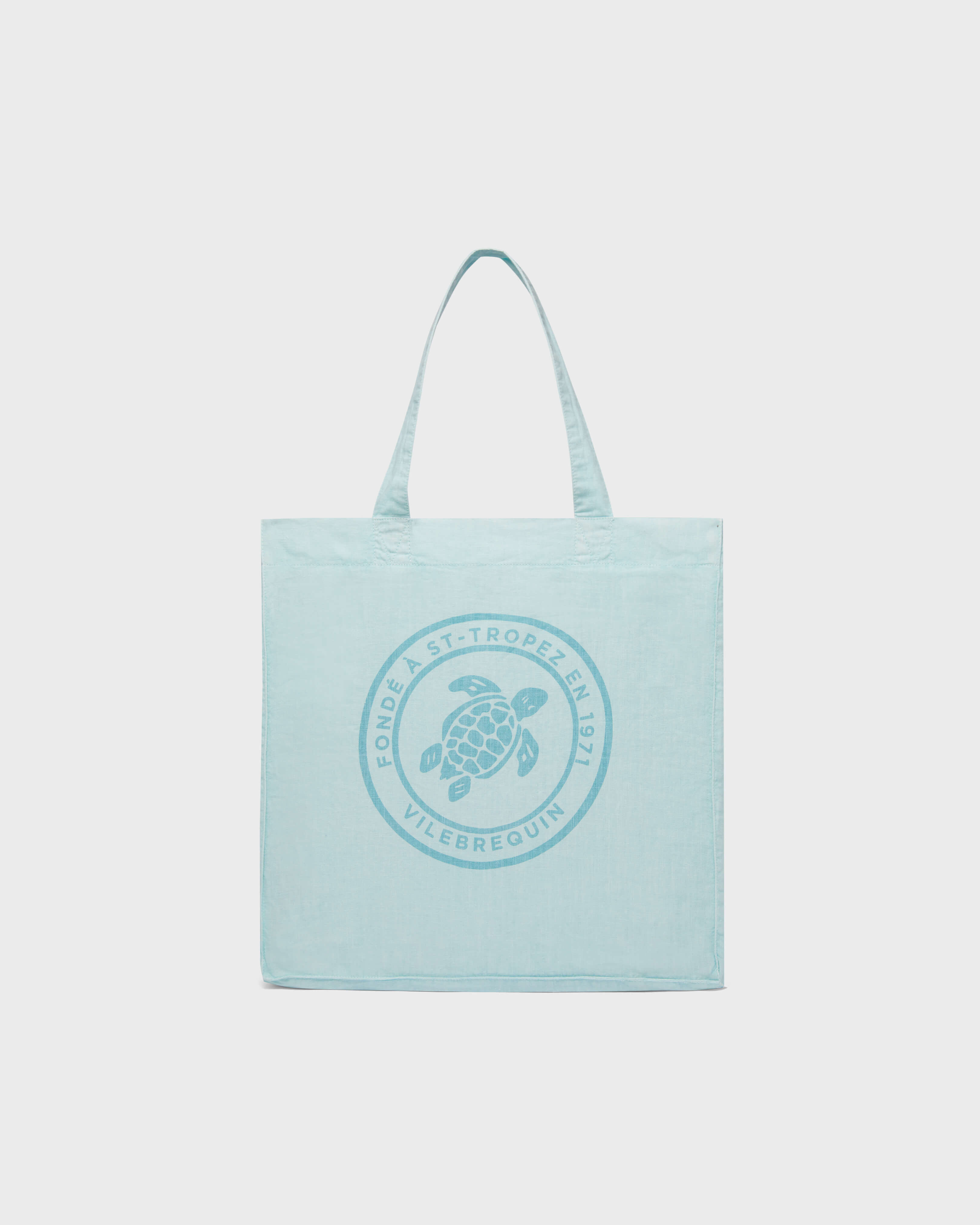 Unisex Linen Beach bag Solid PACIFIC frontworn view