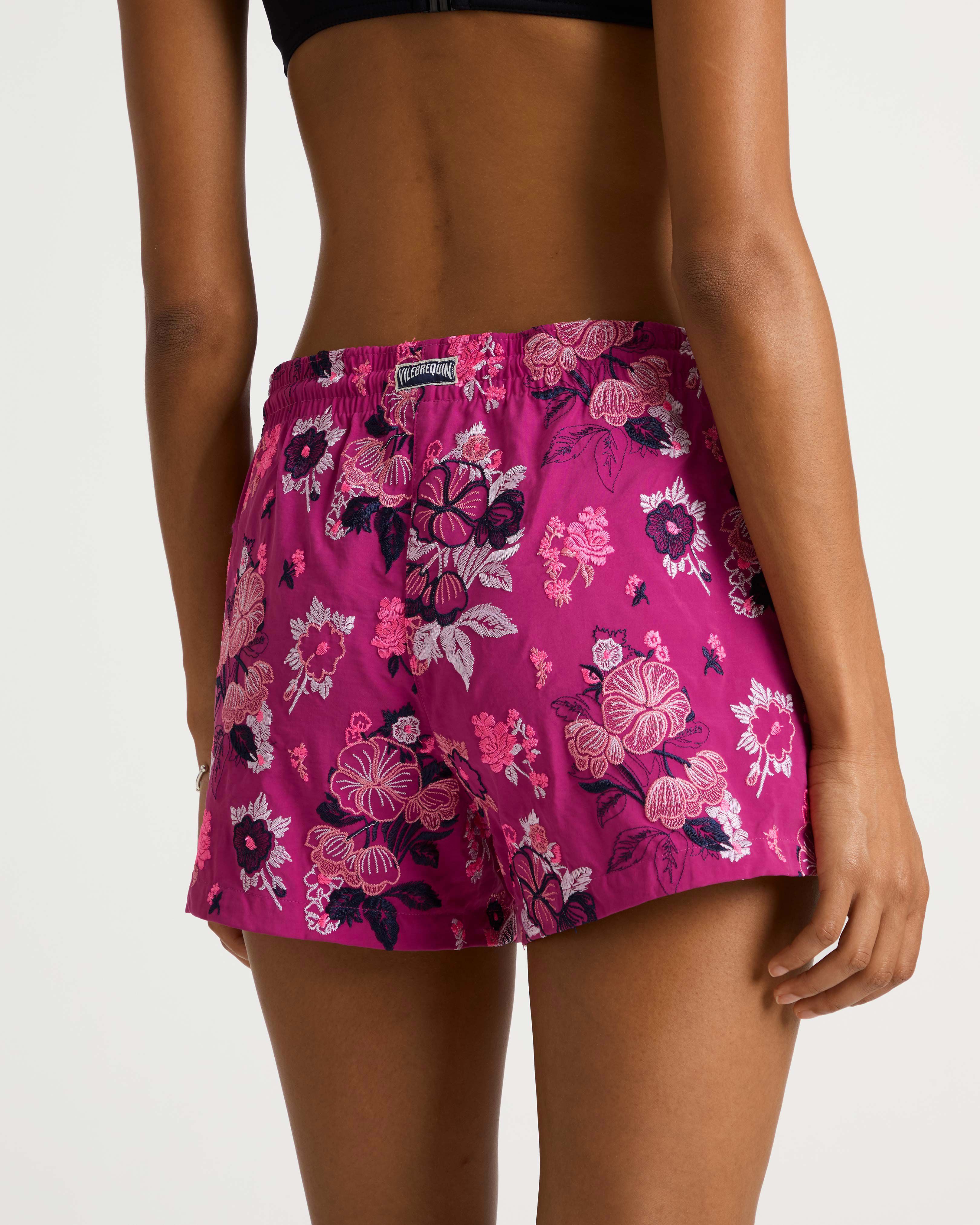 Women Swim Shorts Embroiedered Flowers PORPORA backworn view