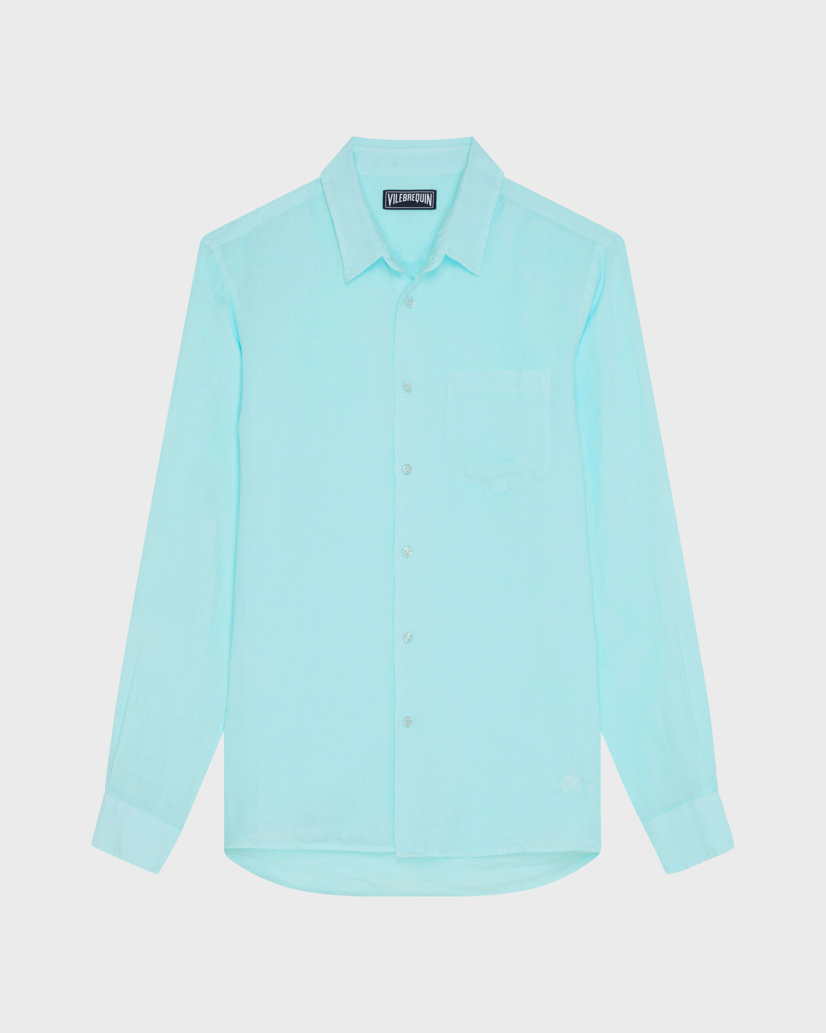 Camisa de lino lisa para hombre OXYGENE front view