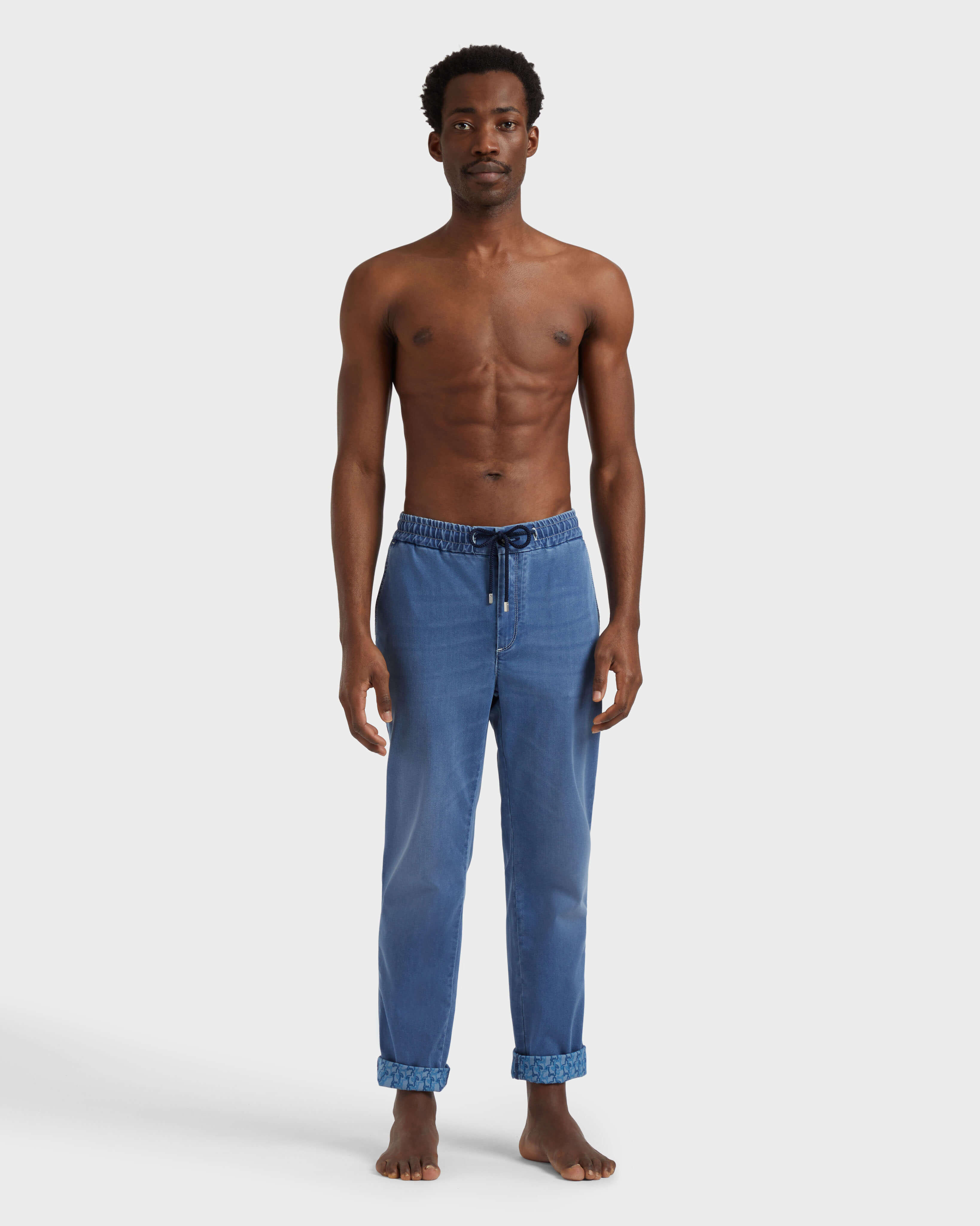Men Denim Pants Turtles Net MED DENIM W2 frontworn view