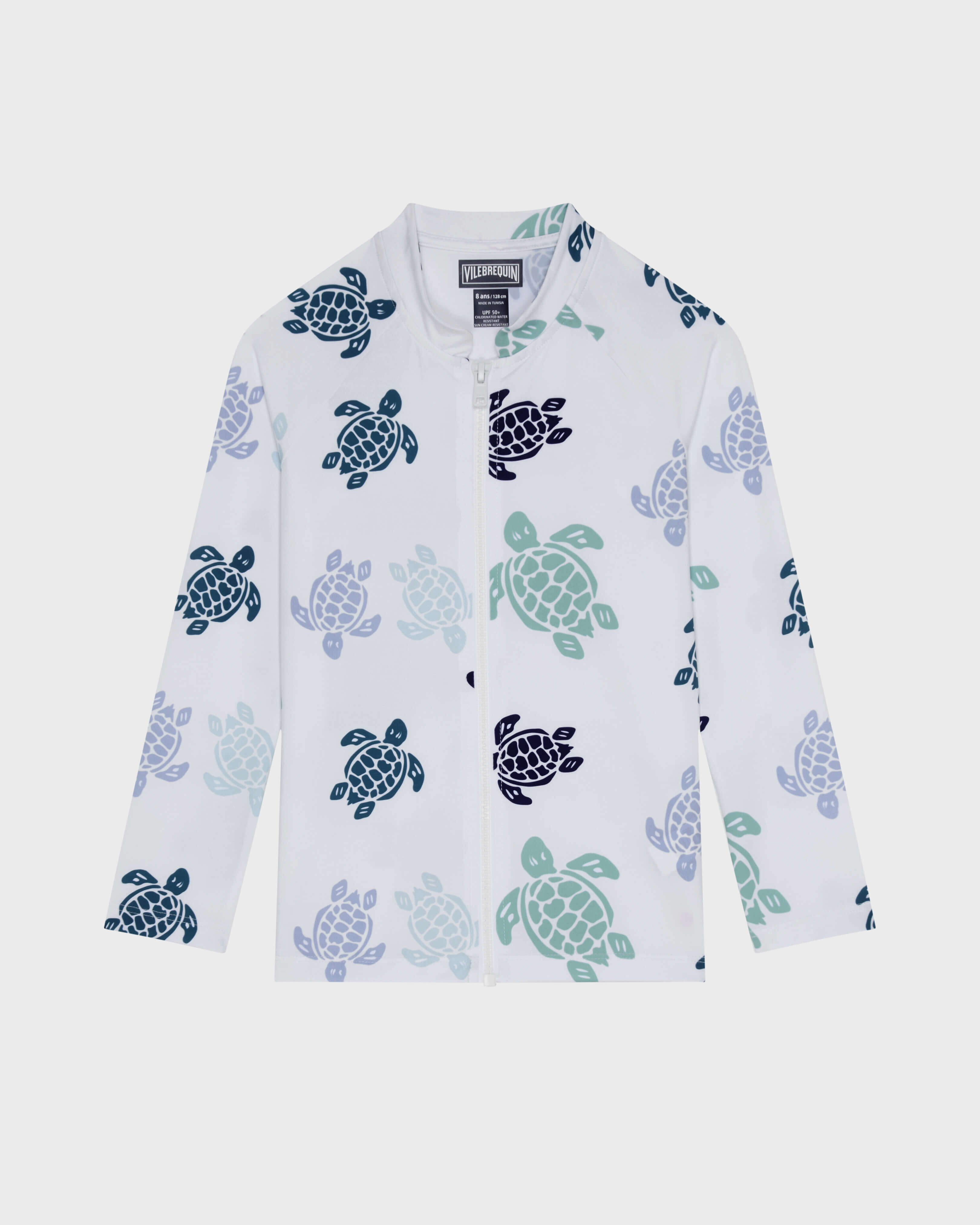 Rash guard bambino a maniche lunghe con zip Tortues Multicolores BIANCO front view
