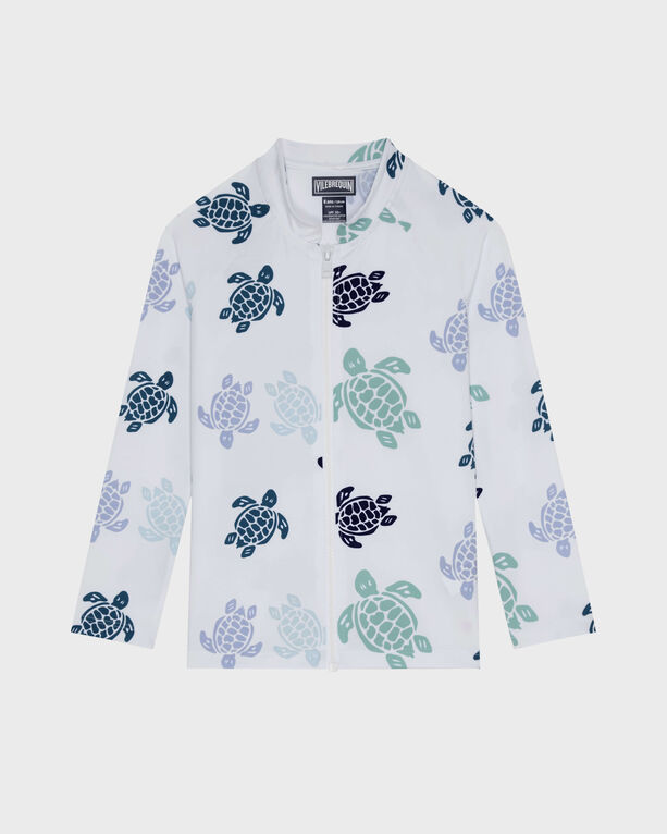 Vilebrequin - Boys Zipped Long Sleeves Rashguard Tortues Multicolores - Rashguard - Ginko-zy - White - Size 2
