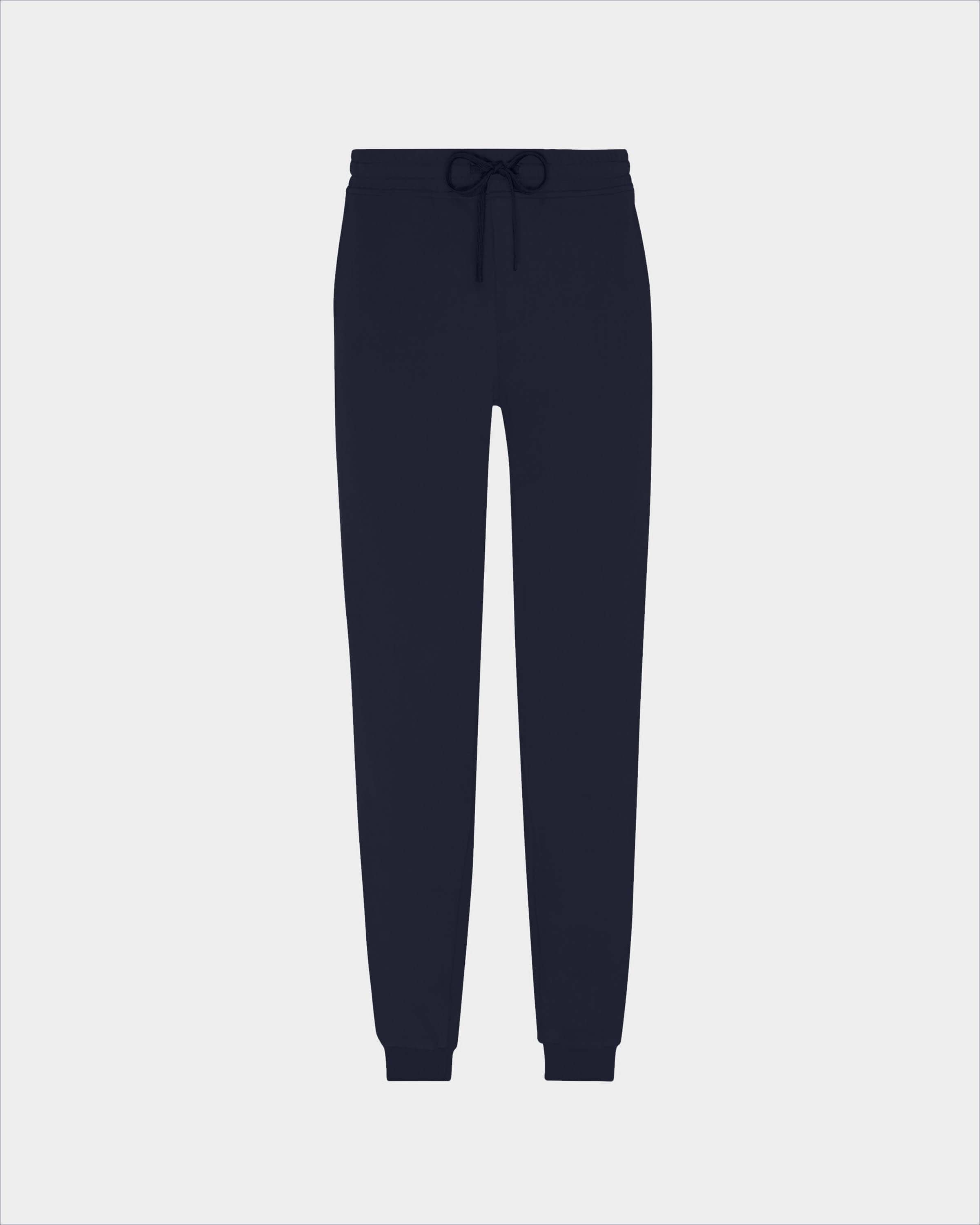 Pantaloni da jogging uomo in cotone tinta unita BLU MARINE front view