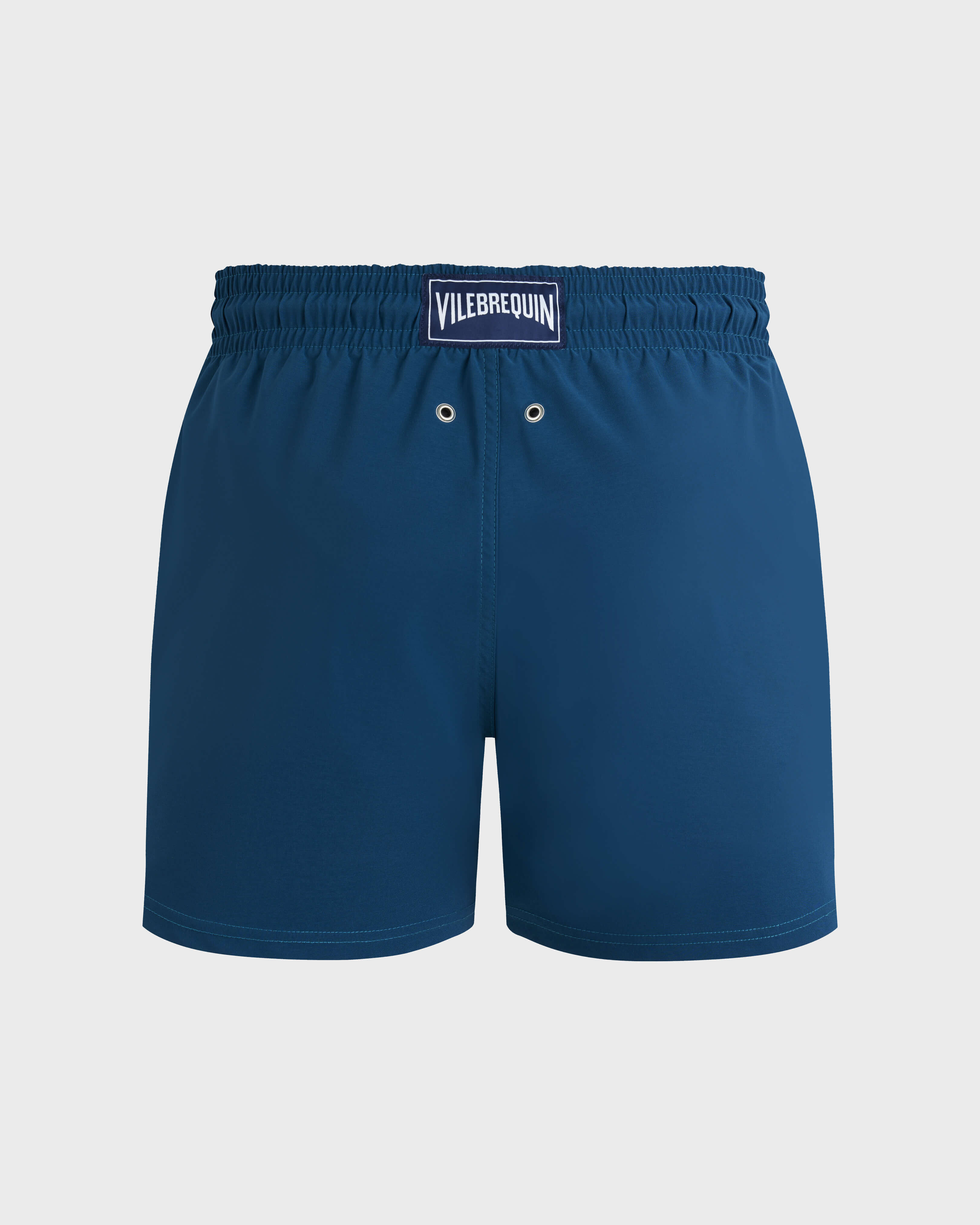 Men Swimwear Short and Fitted Stretch Solid PEACOCK back view