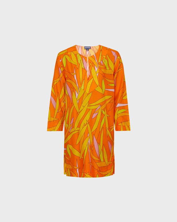 Vilebrequin - Madrague Kaftan Aus Baumwolle Und Seide Für Damen - Kaftan - Lucille - Orange - Größe L