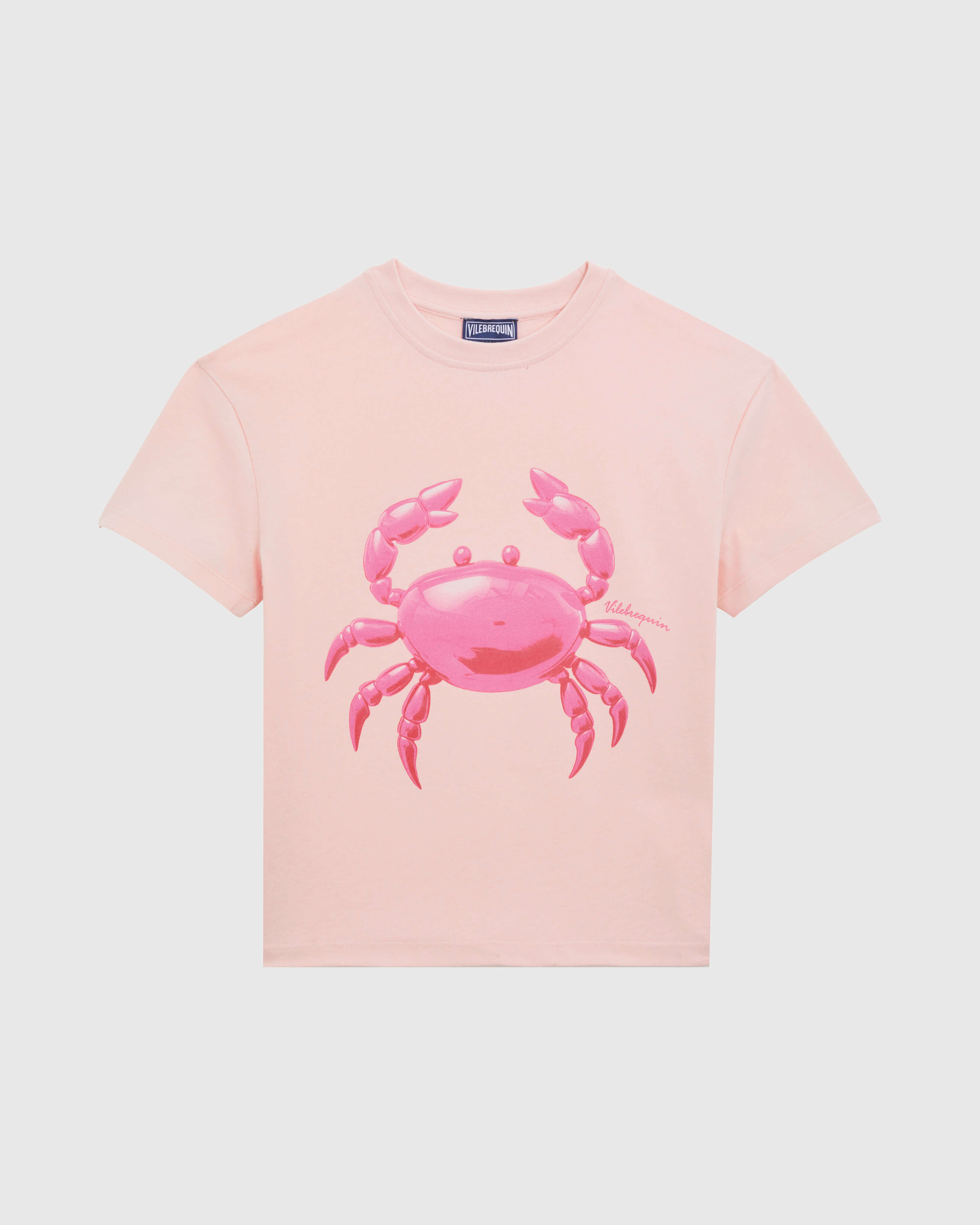 Boys Organic Cotton T-shirt Printed Crab PEONY front view
