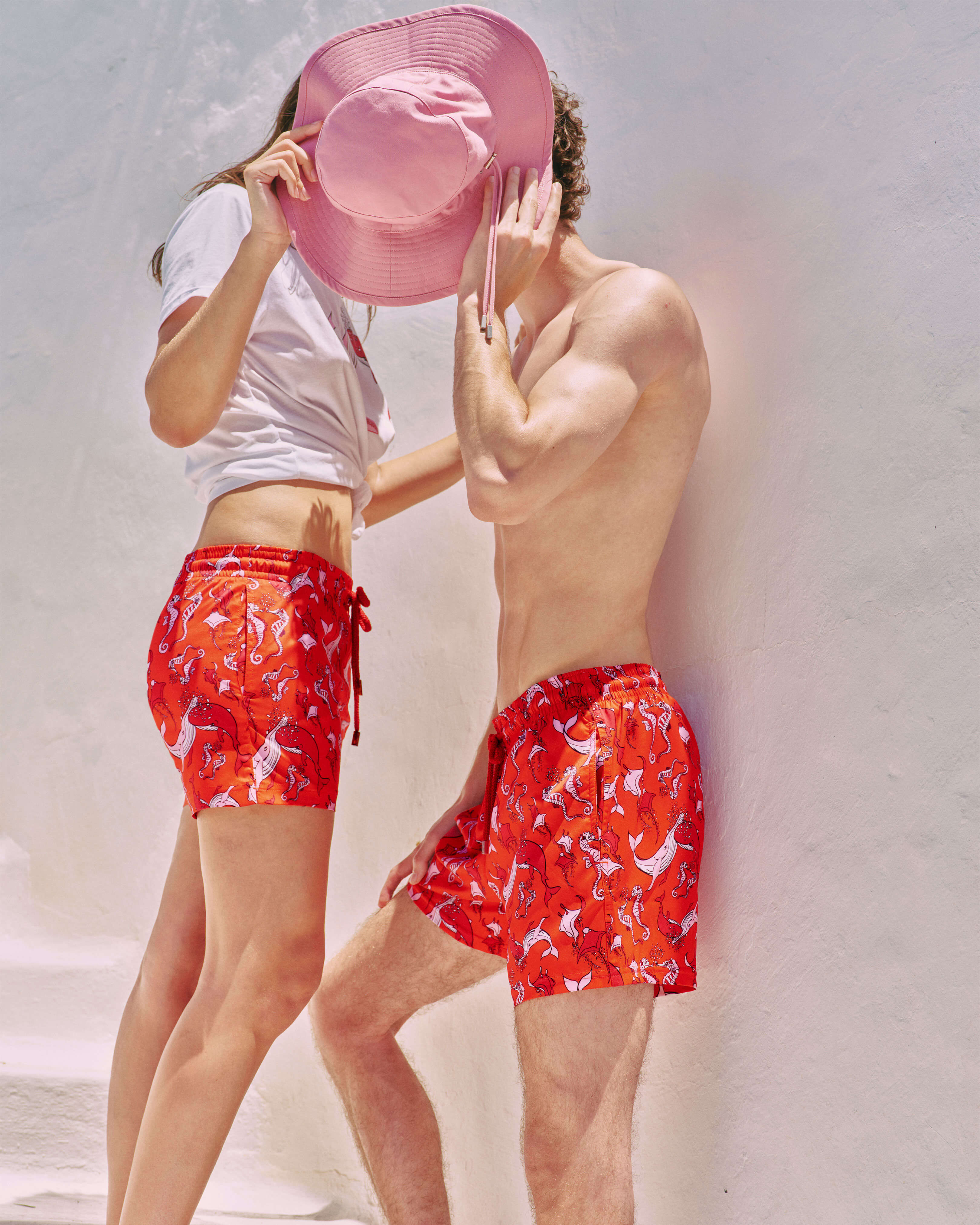 Women Swim Shorts Whales Love POPPY RED override view