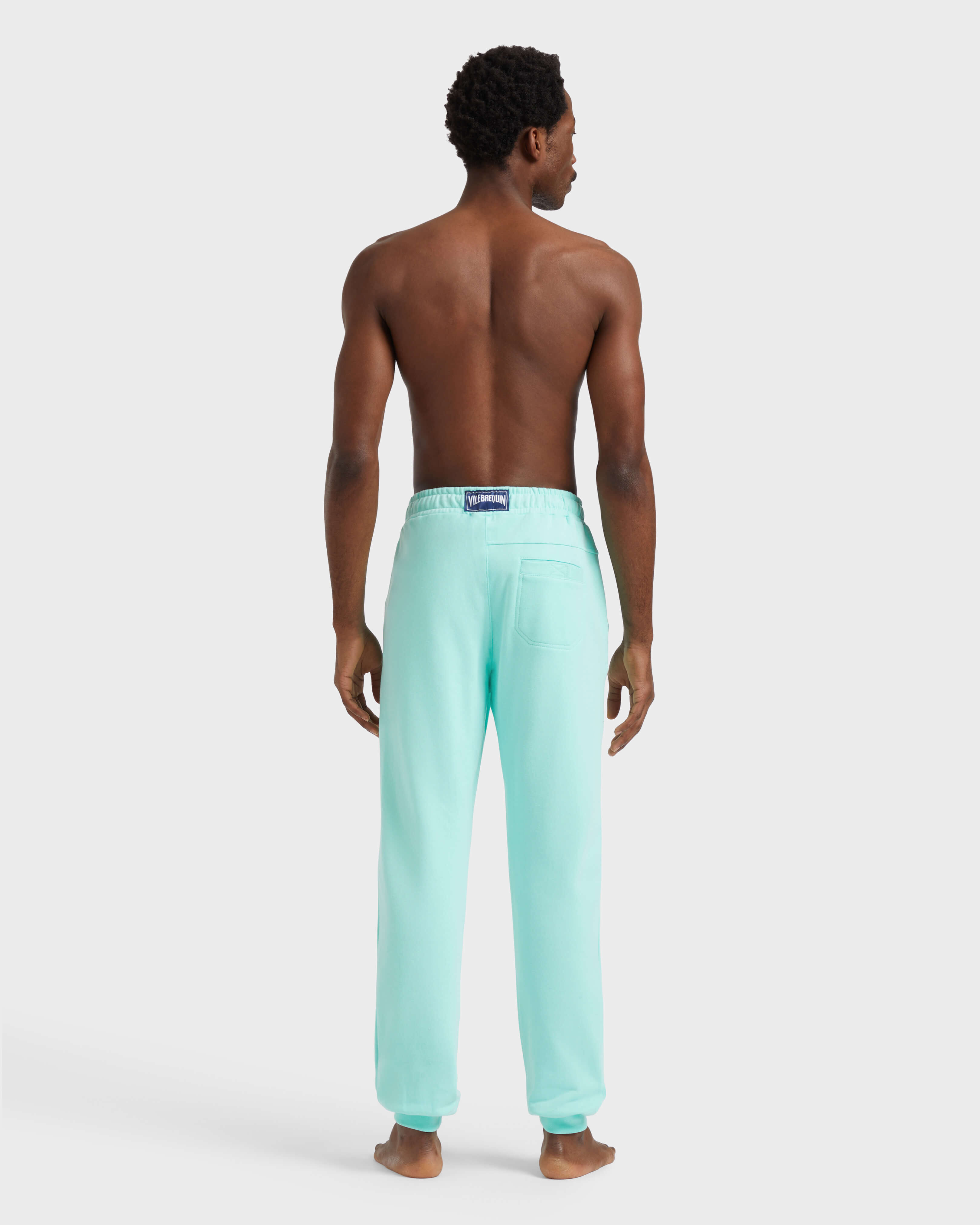 Men Jogger Cotton Pants Solid CARIBBEAN backworn view