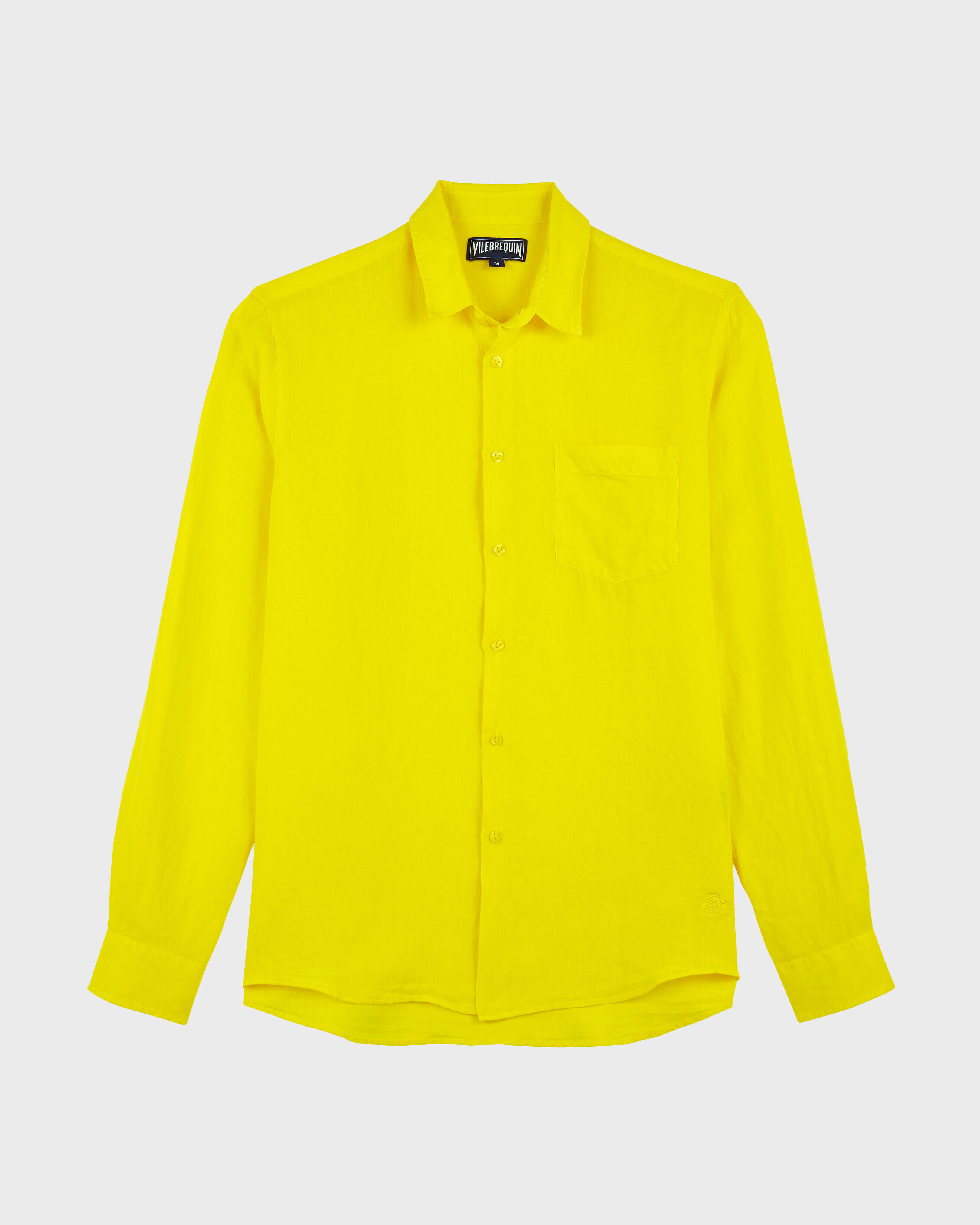 Cotton Voile Lightweight Shirt Solid LEMON front view