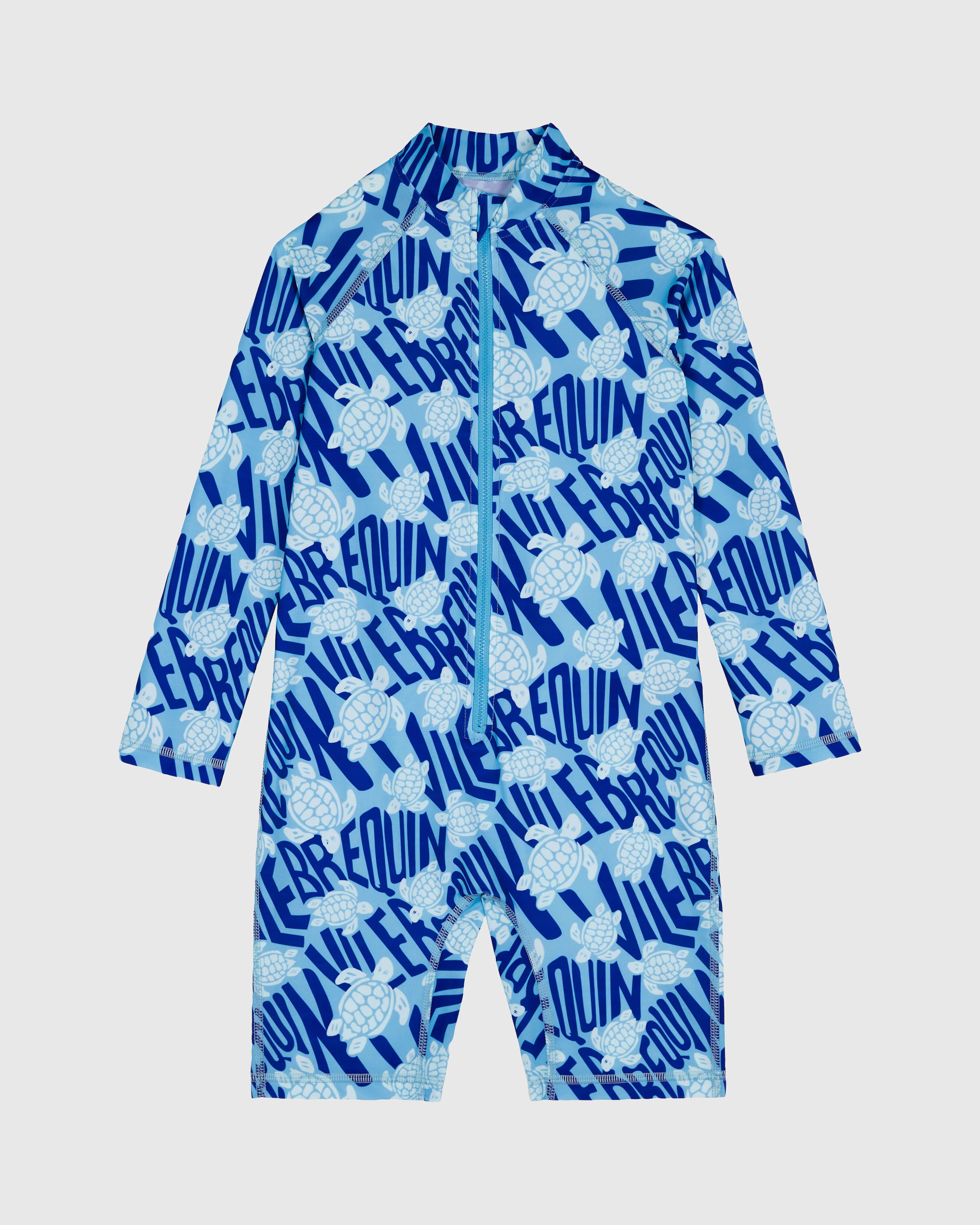 Boys One-piece Rashguard Ronde Des Tortues Logo BLUE TOPAZ front view