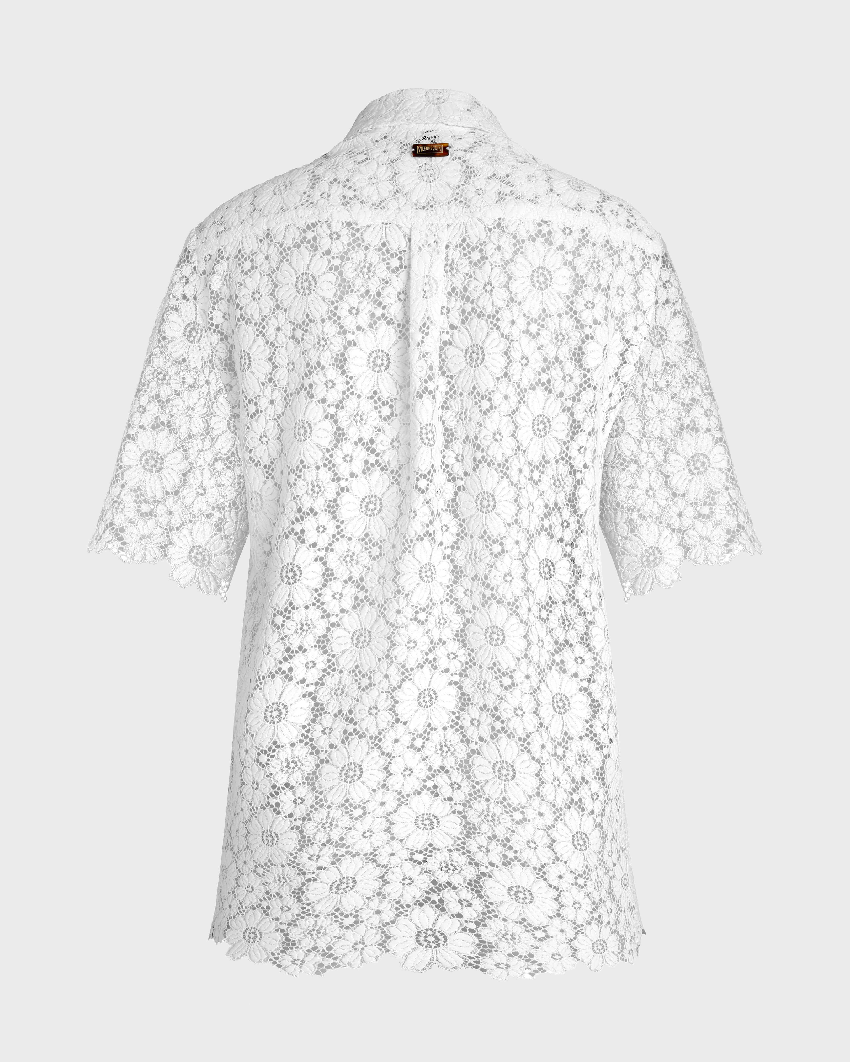 Camisa de manga corta en guipur floral mujer - Collection Limited BLANCO back view