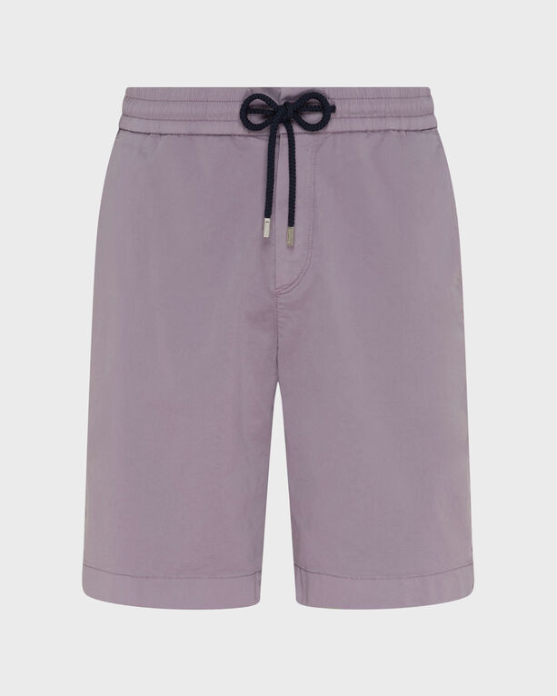Vilebrequin - Bermuda Taille Élastique En Coton Satin Homme Uni - Bermuda - Bartolo - Violet - Taille XXXL