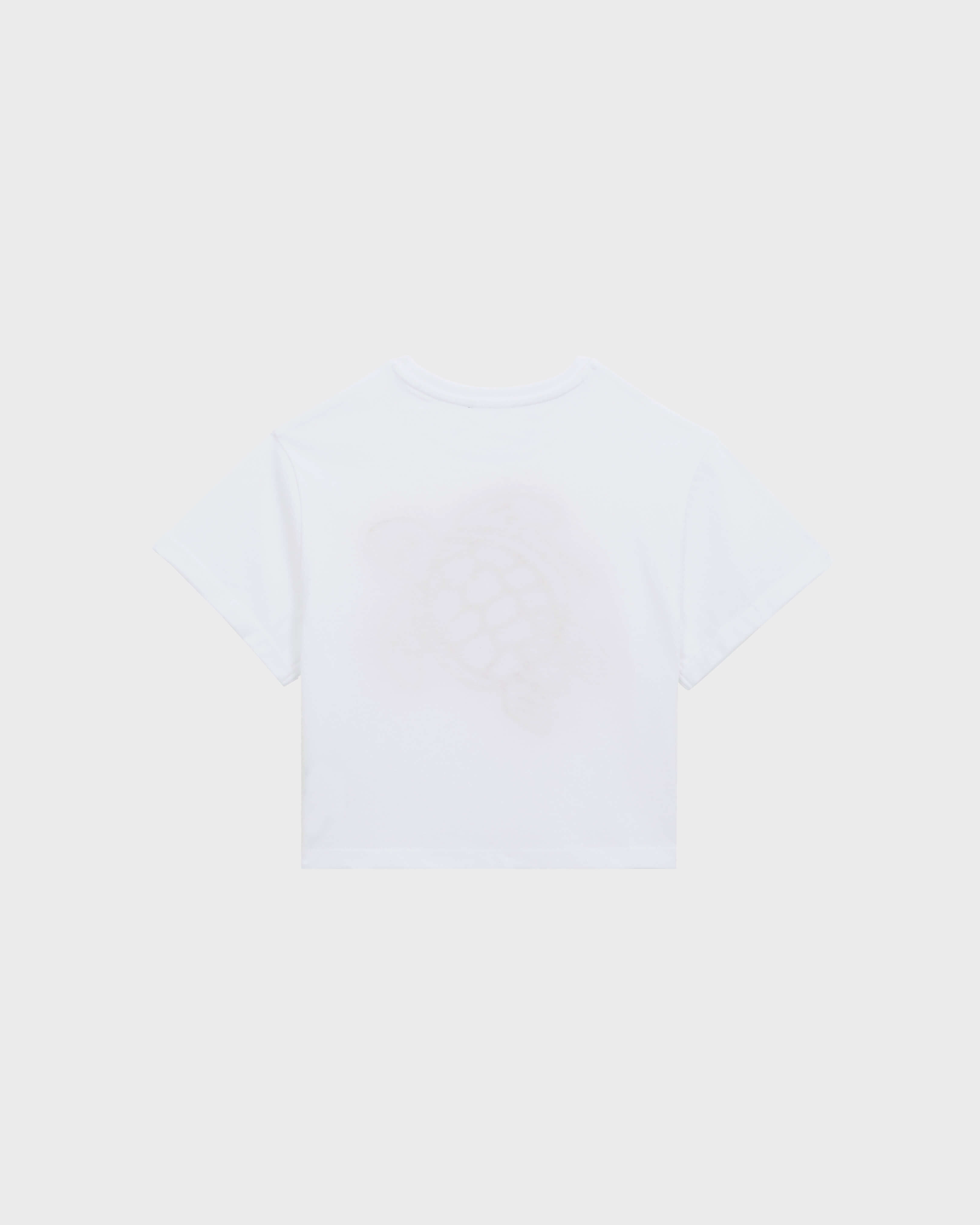 Girls Organic Cotton T-shirt Embroidered Turtle WHITE back view