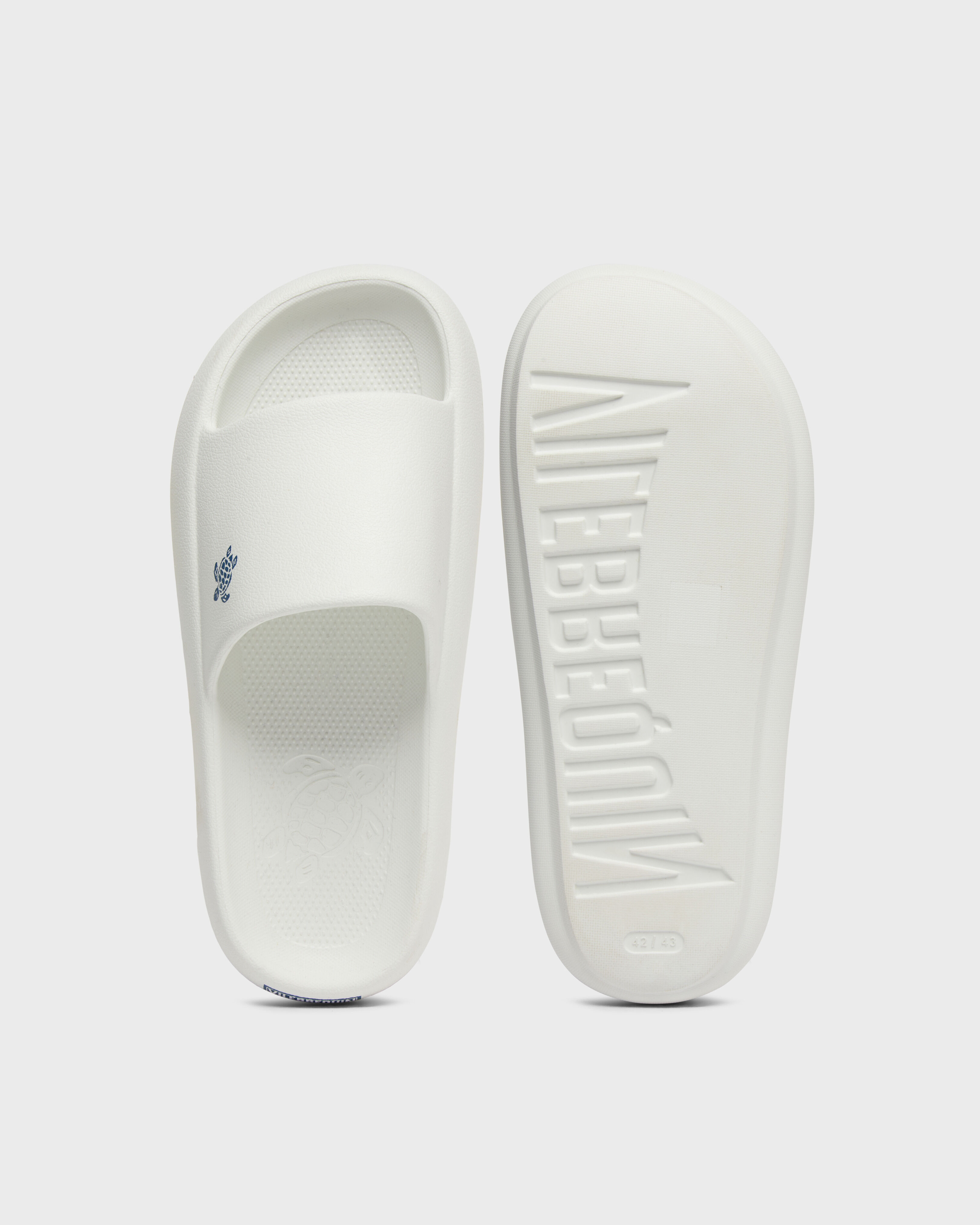 Claquettes de plage homme Tortue ton sur ton BLANC front view