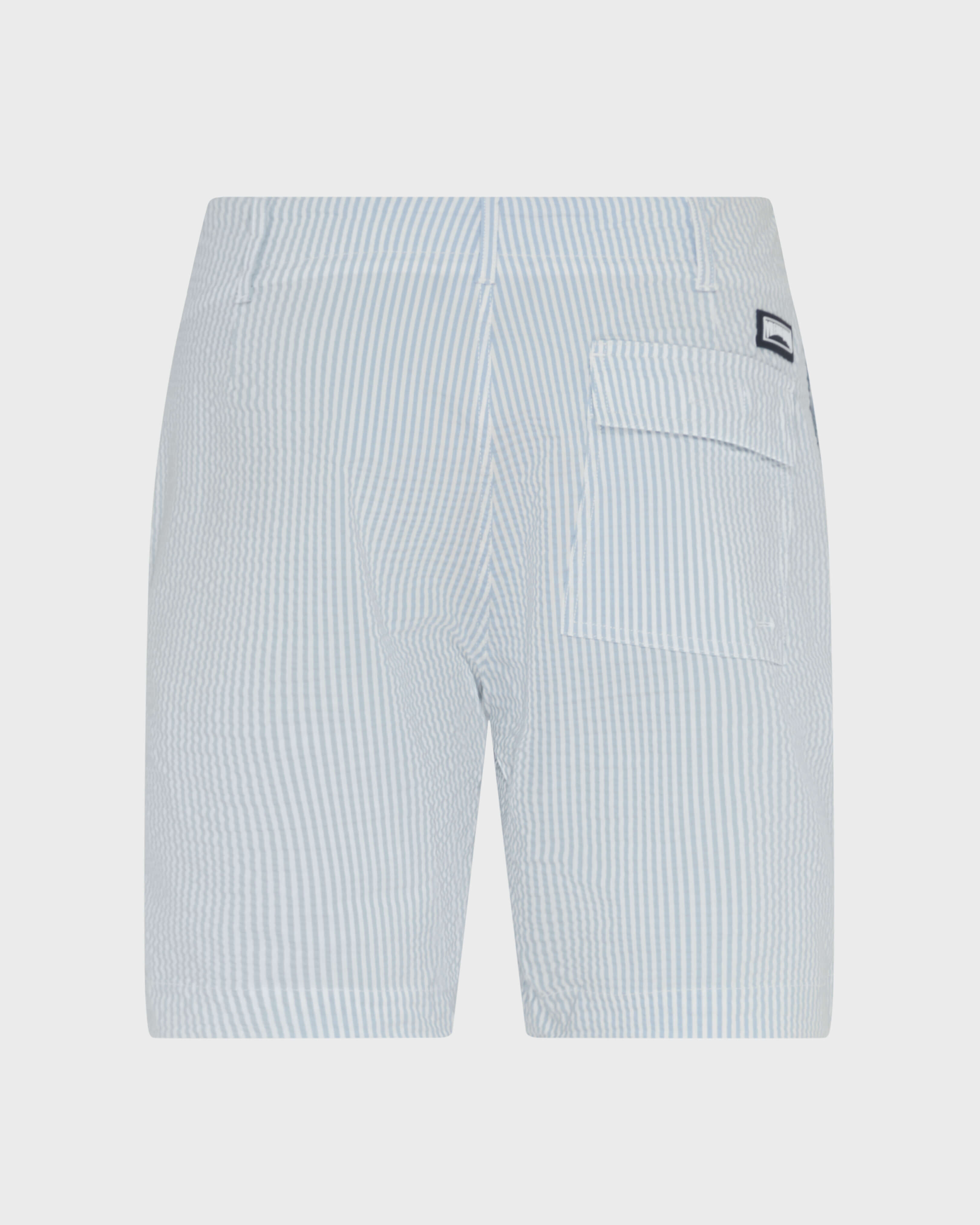 Bermuda uomo in cotone elasticizzato seersucker a righe CLOUDY back view