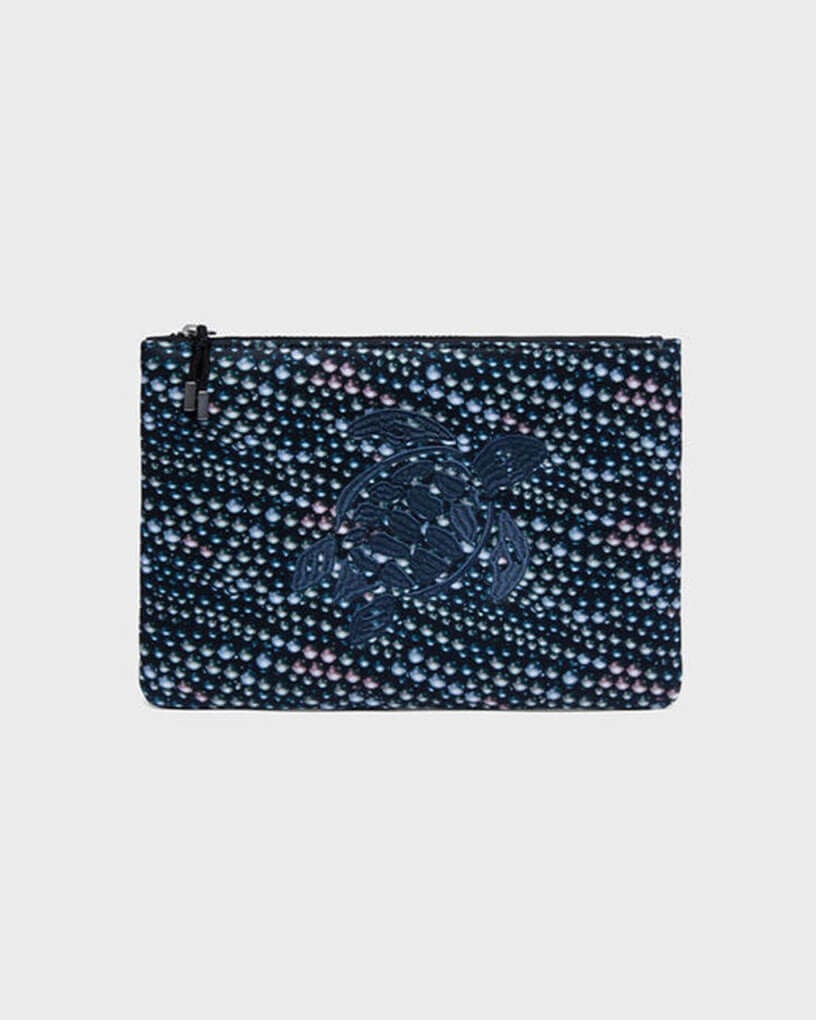 Neoprene Beach Pouch Pearl BLACK front view
