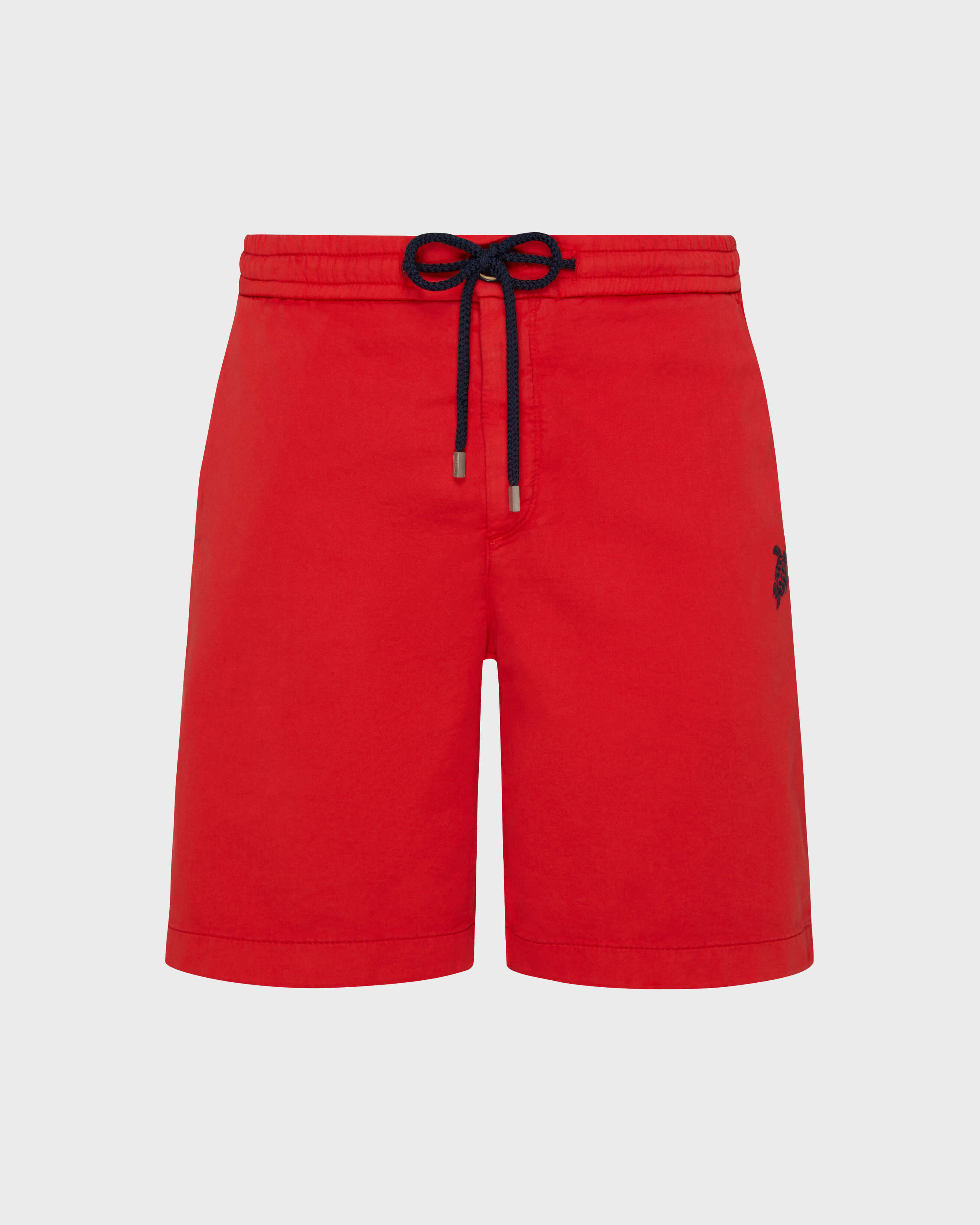 Men Cotton Stretch Bermuda Shorts Turtle POPPY RED front view