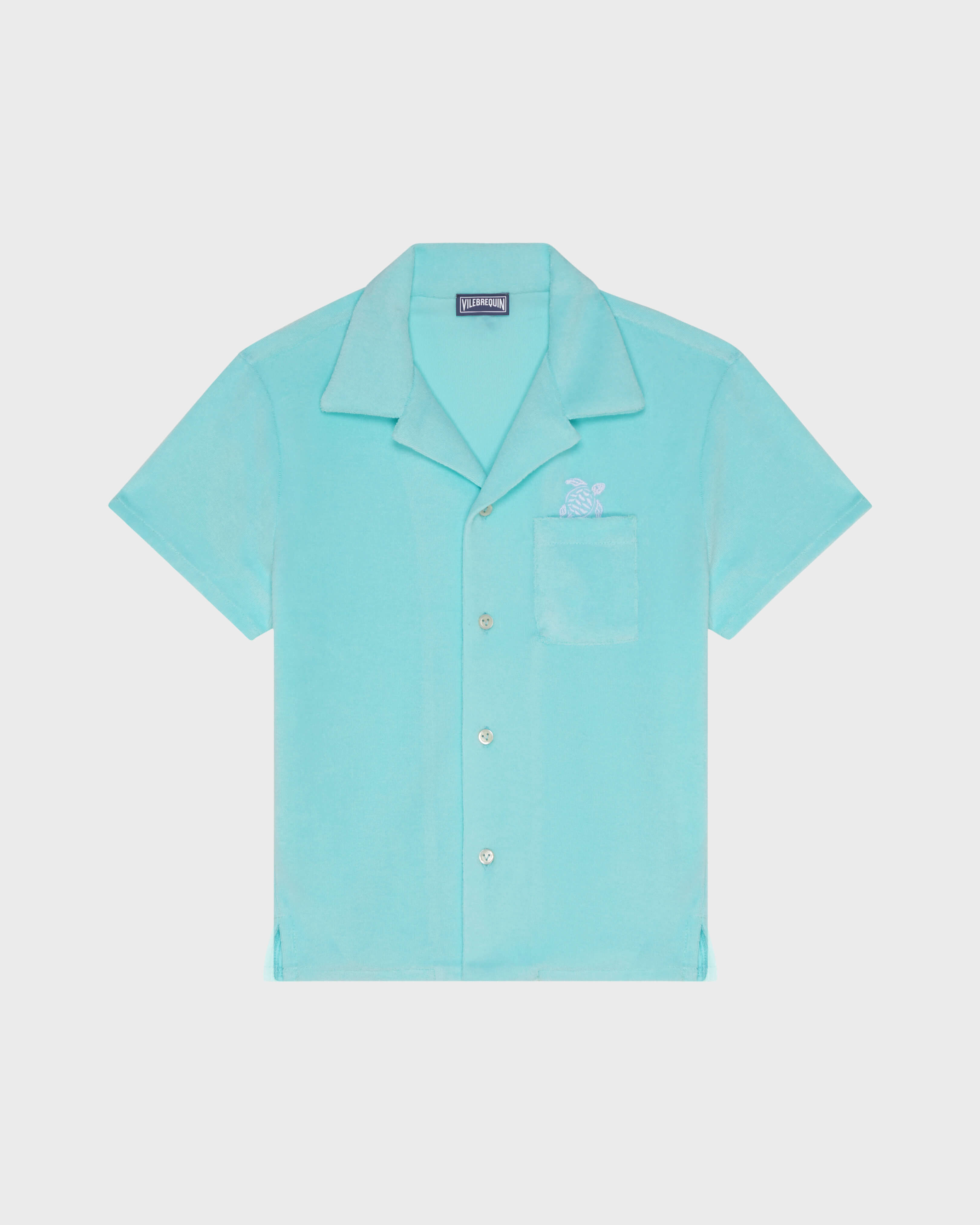 Besticktes Turtle Bowling-Hemd aus Frottee für Jungen OXYGENE front view