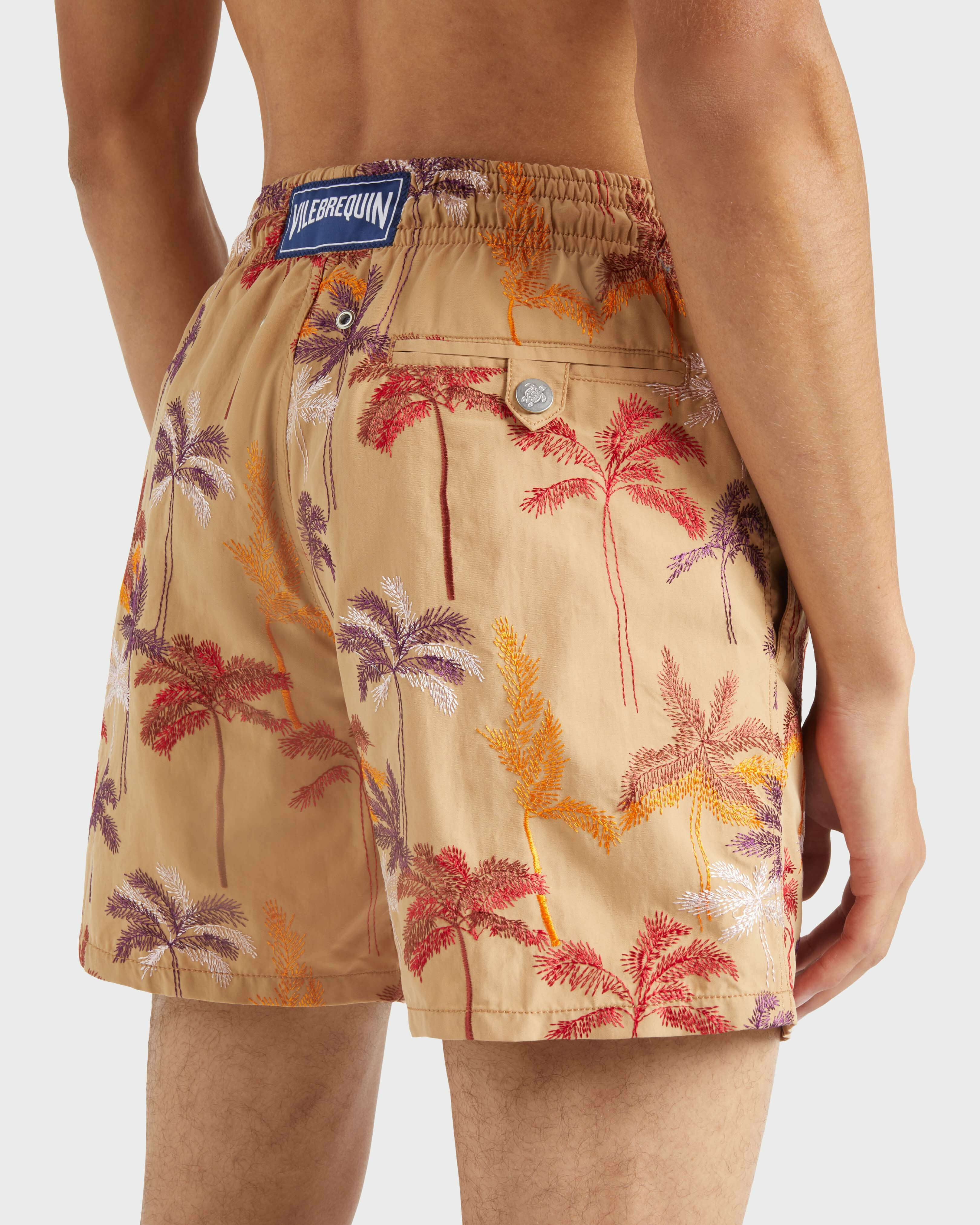 Men Swim Shorts Embroidered Palm Offset - Limited Edition MOCHA supp2 view