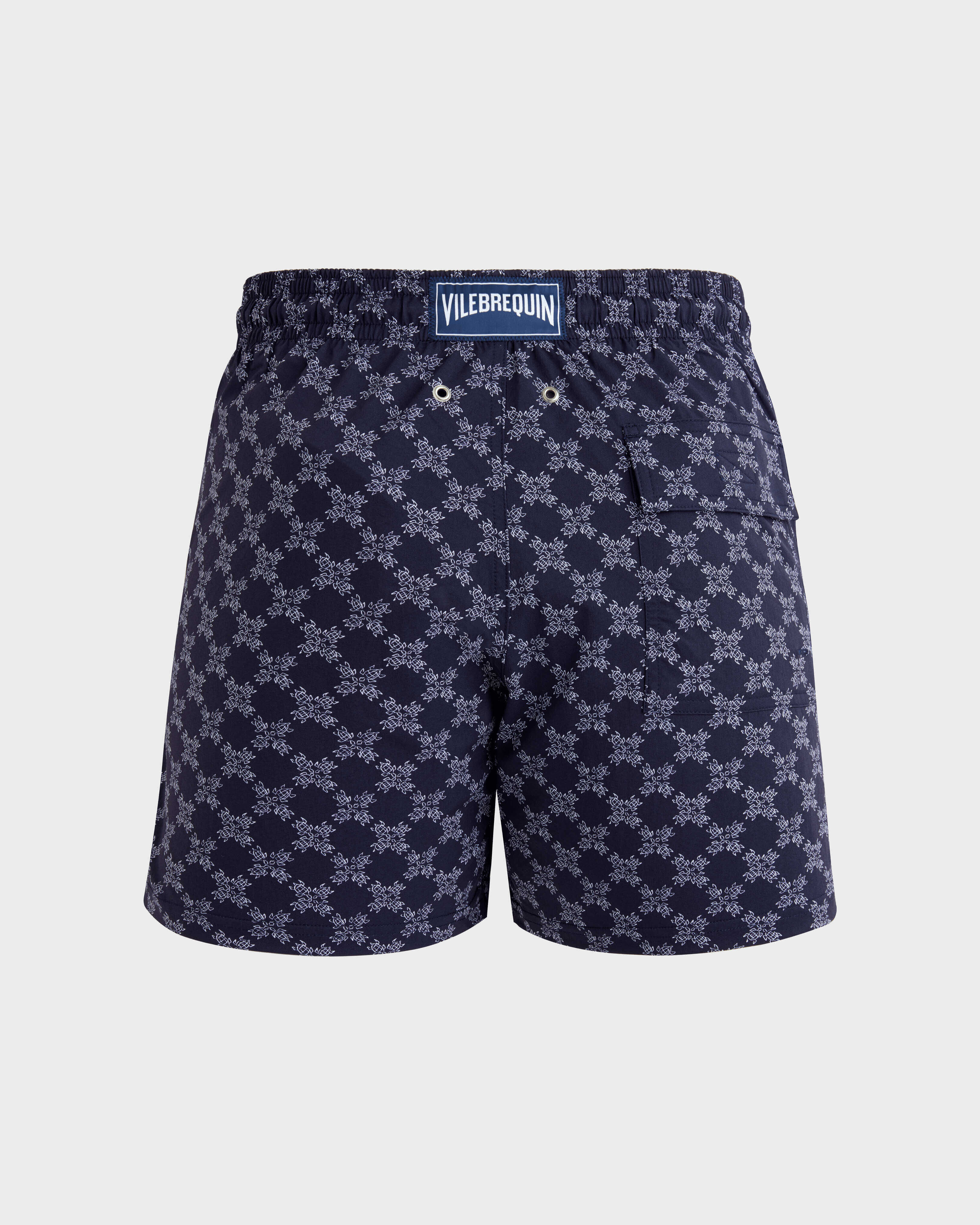 Men Stretch Swim Shorts Turtle Monogram AZUL MARINO back view