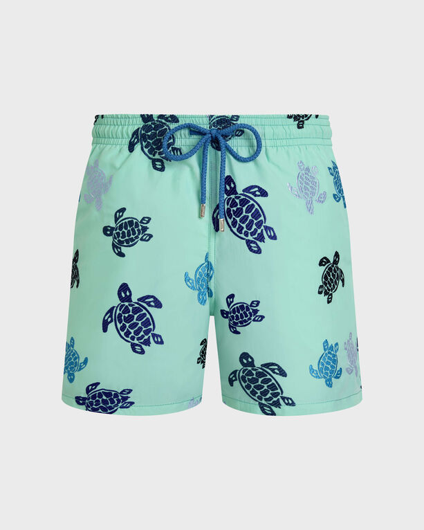 Vilebrequin - Men Embroidered Swim Shorts Ronde Des Tortues - Limited Edition - Swimwear - Mistral - Green - Size XXXL