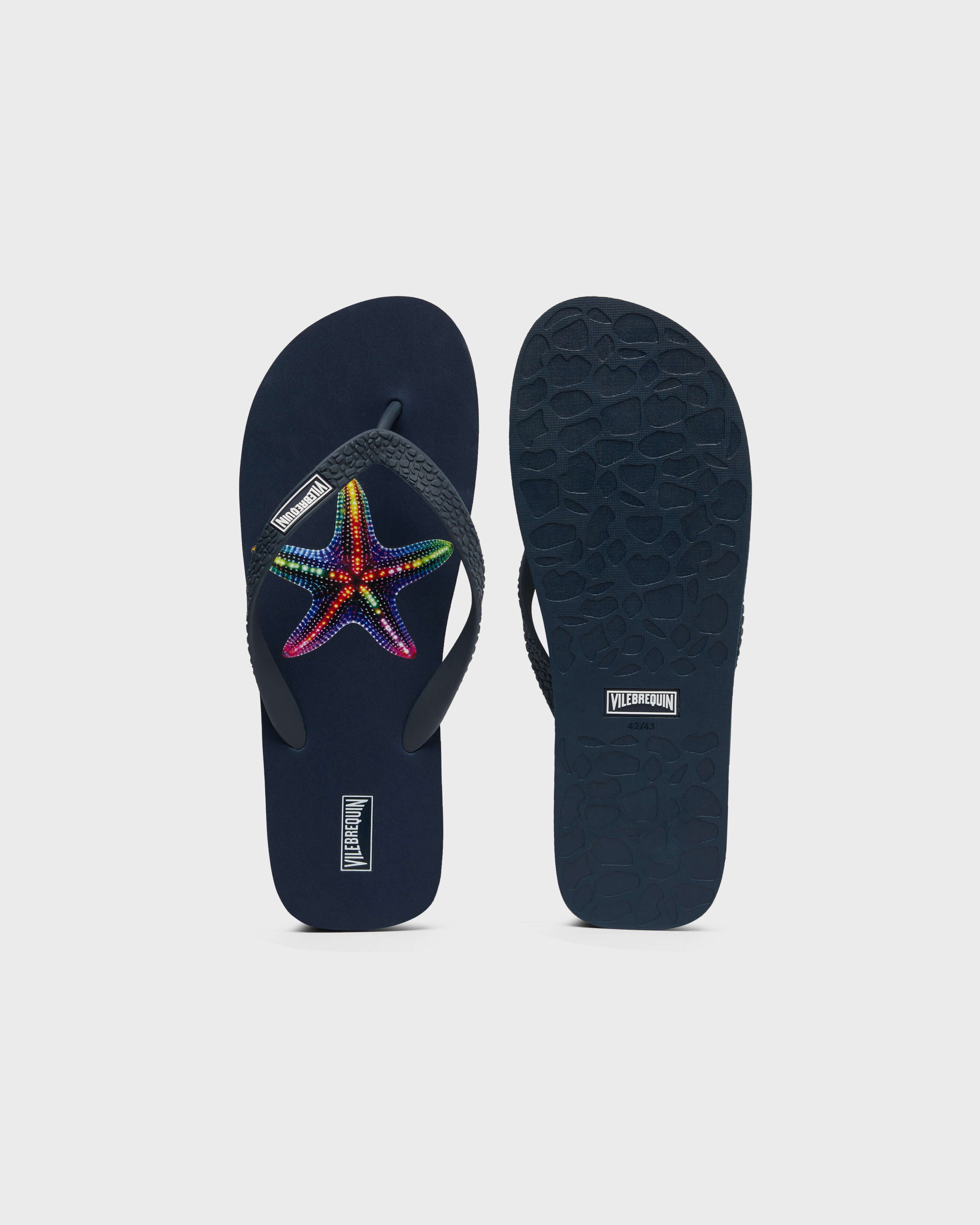 Men Flip Flops Disco Stars NAVY front view