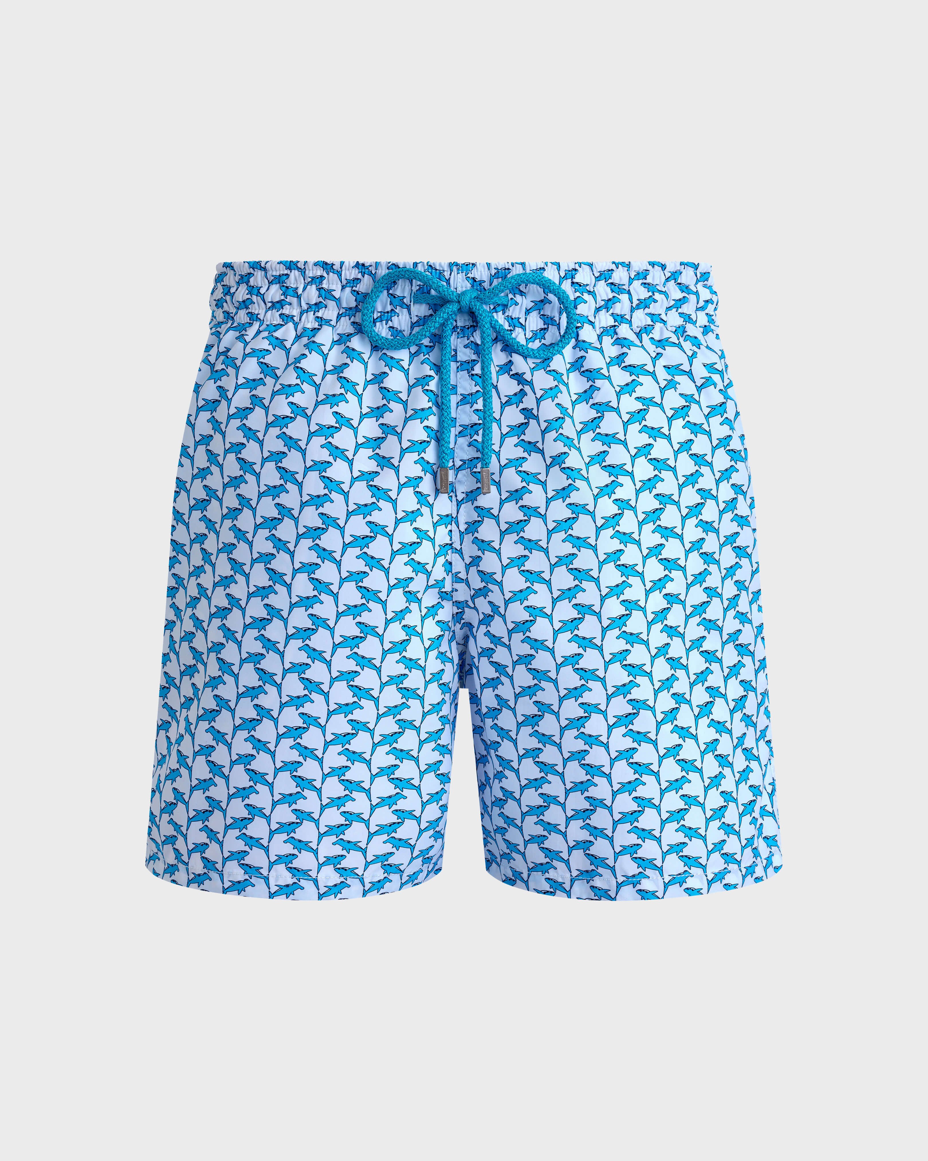 Men Swim Shorts Net Sharks WHITE front view