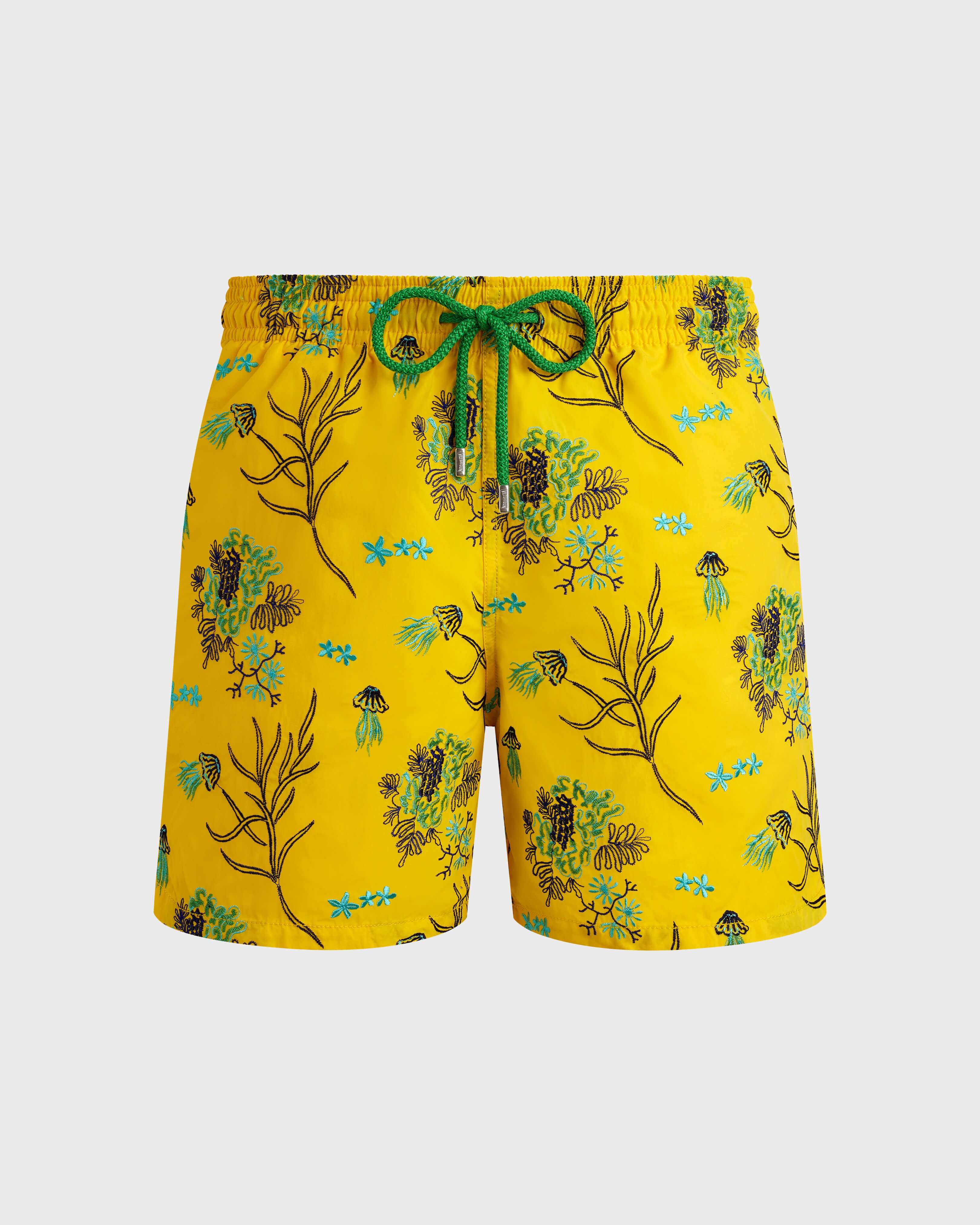 Men Swim Shorts Embroidered Medusa Flowers - Limited Edition SUN front view