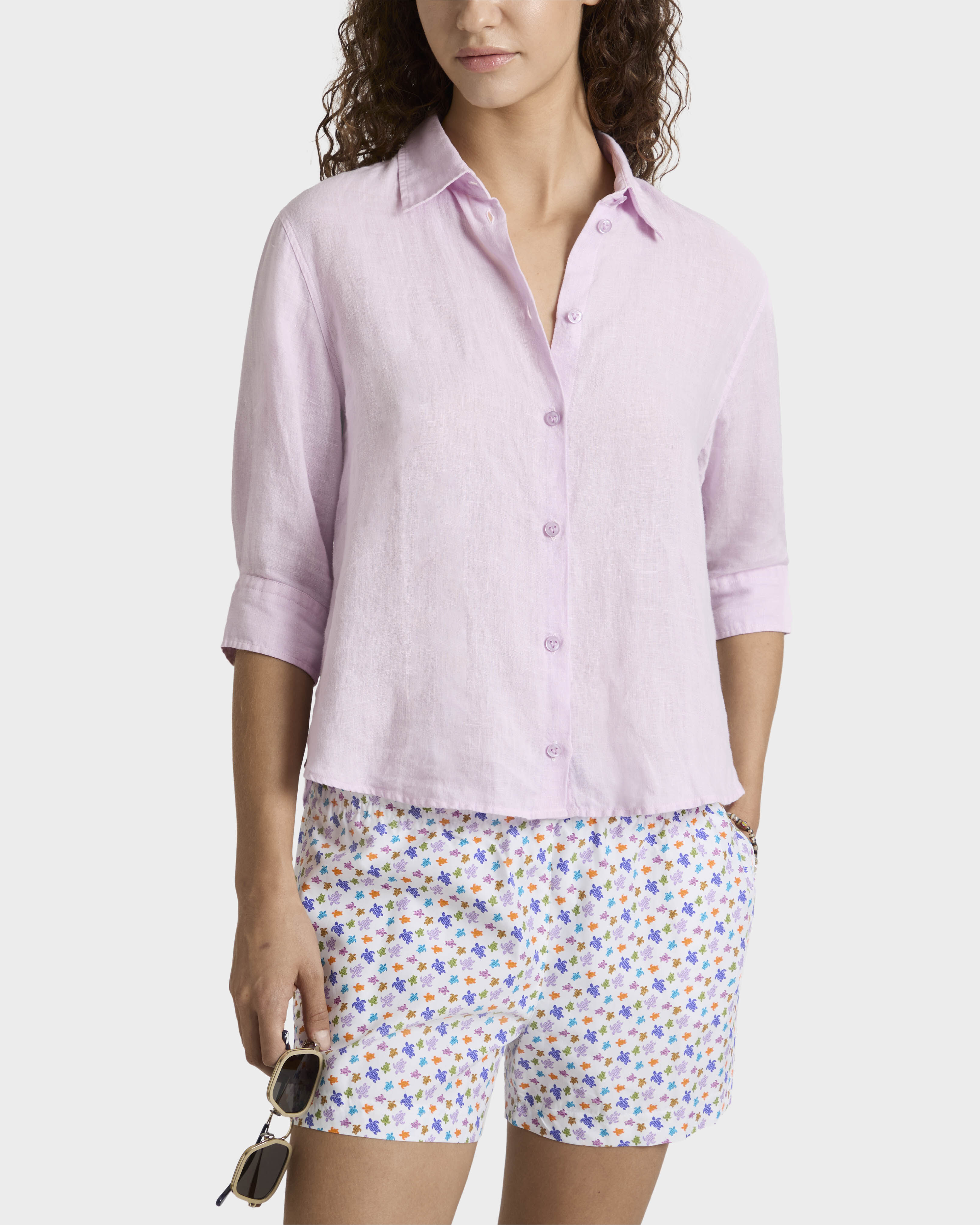 Camicia in lino da donna a tinta unita FLEUR supp2 view