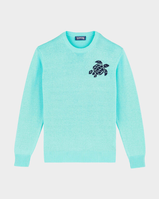 Vilebrequin - Men Crewneck Cotton And Cashmere Sweater Turtle - Pullover - Rayol - Blue - Size XXL