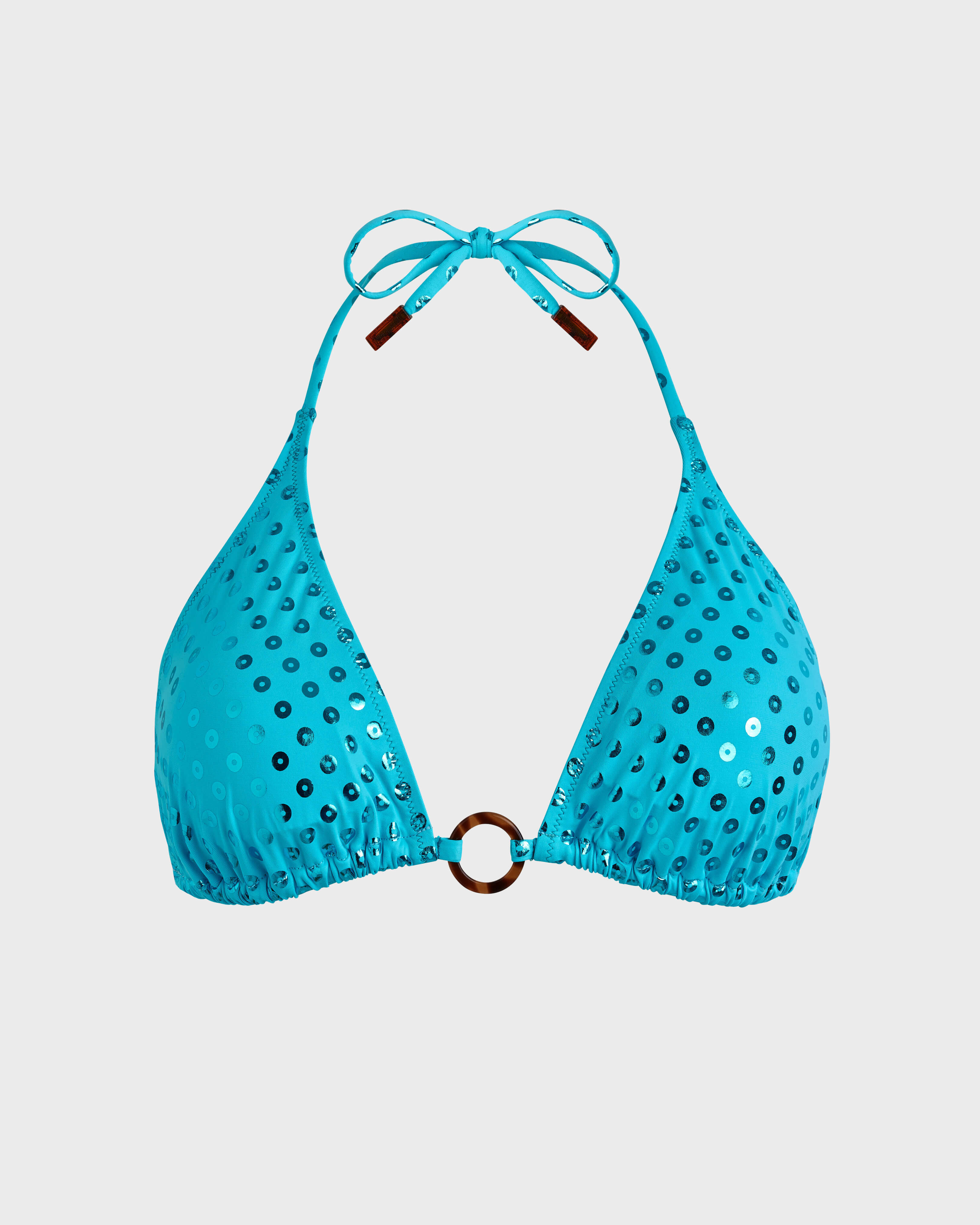 Women Triangle Bikini Top Relief Sparkling DISCO GREEN front view